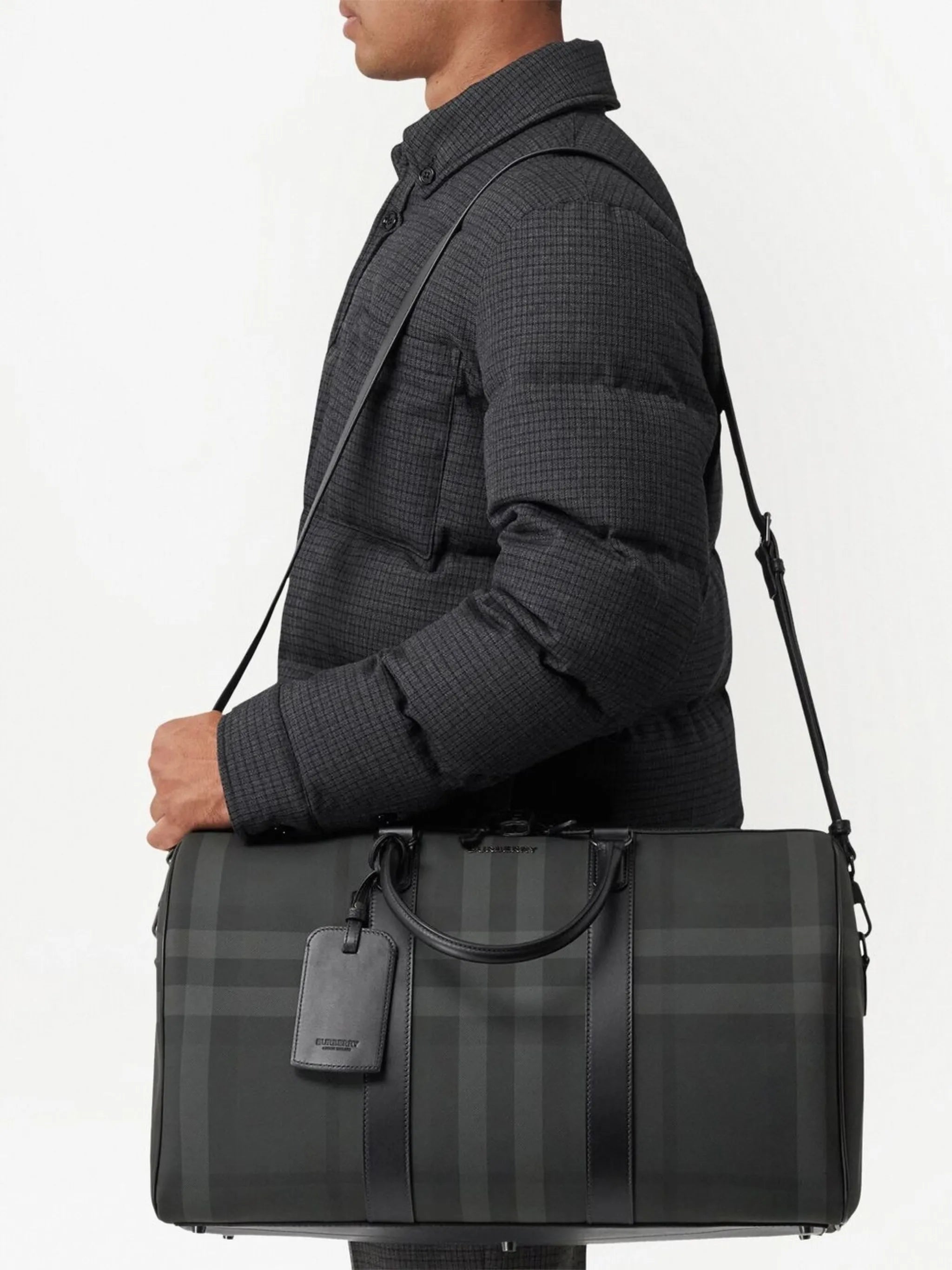 check-pattern faux-leather holdall