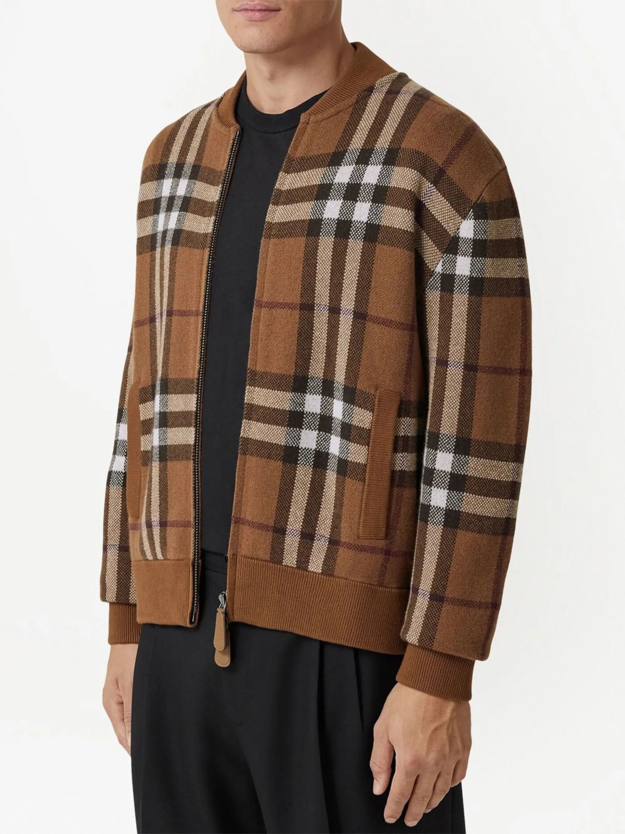 Vintage Check cashmere bomber jacket