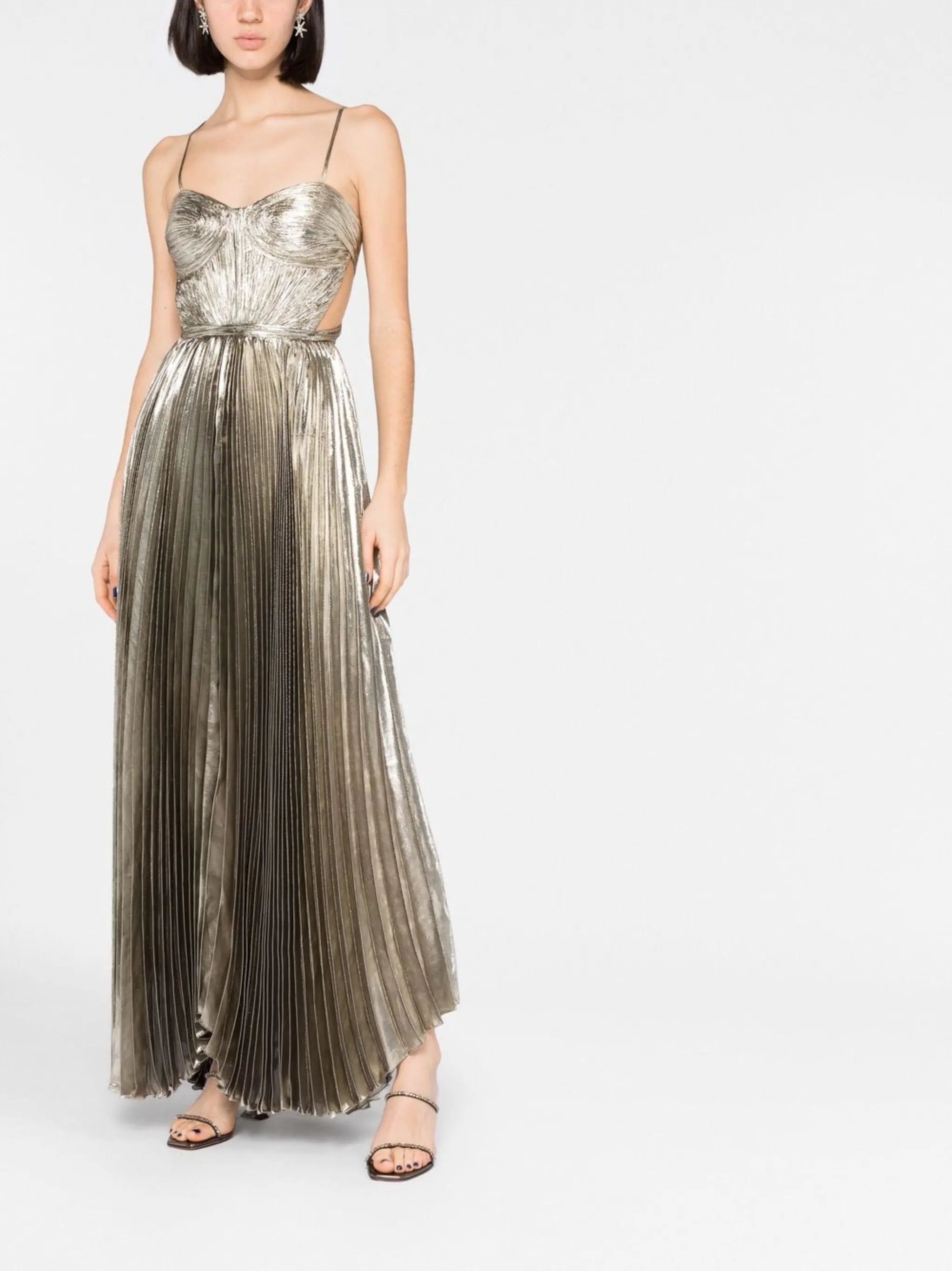 Lethia pleated cut-out gown