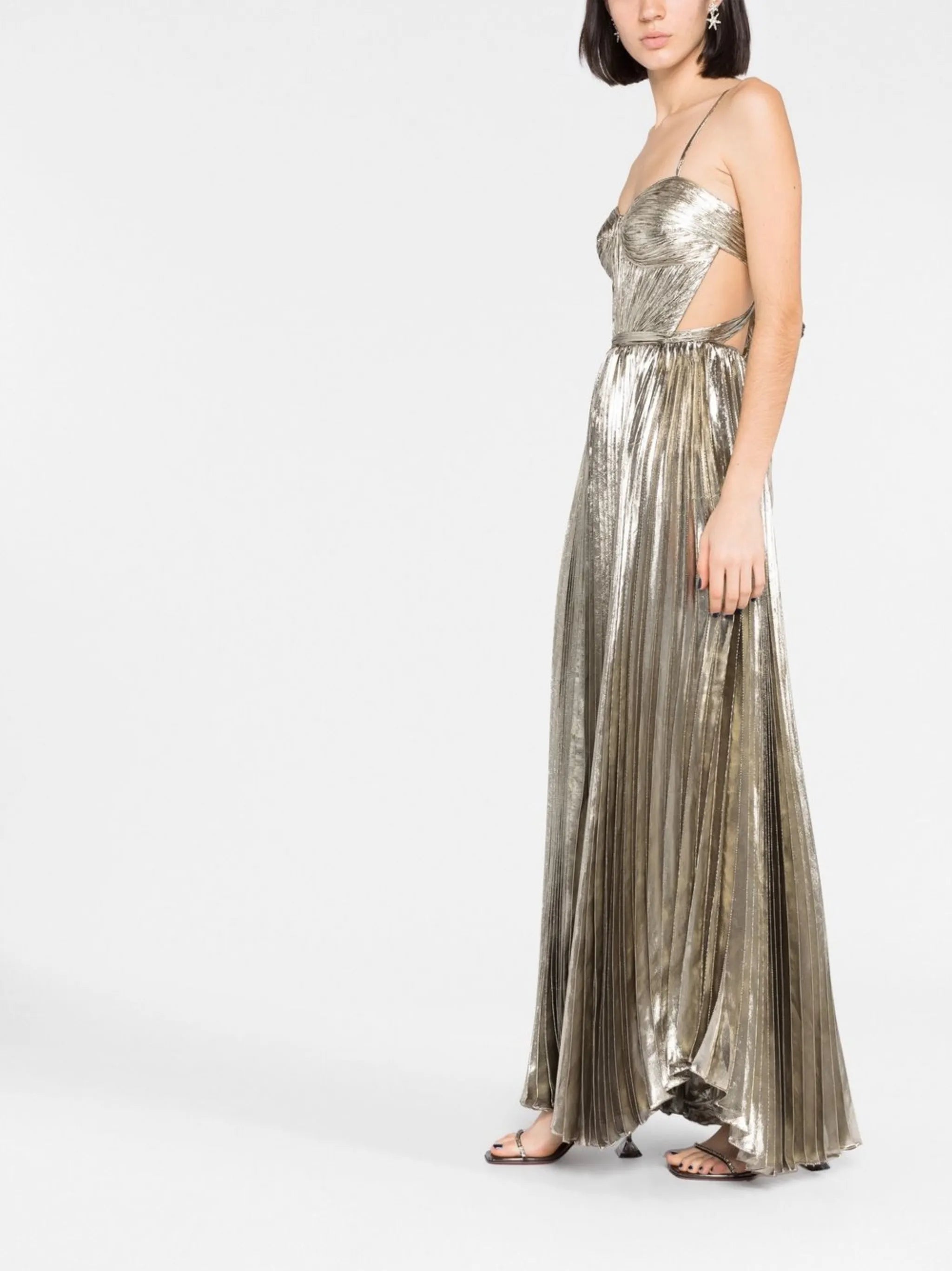 Lethia pleated cut-out gown