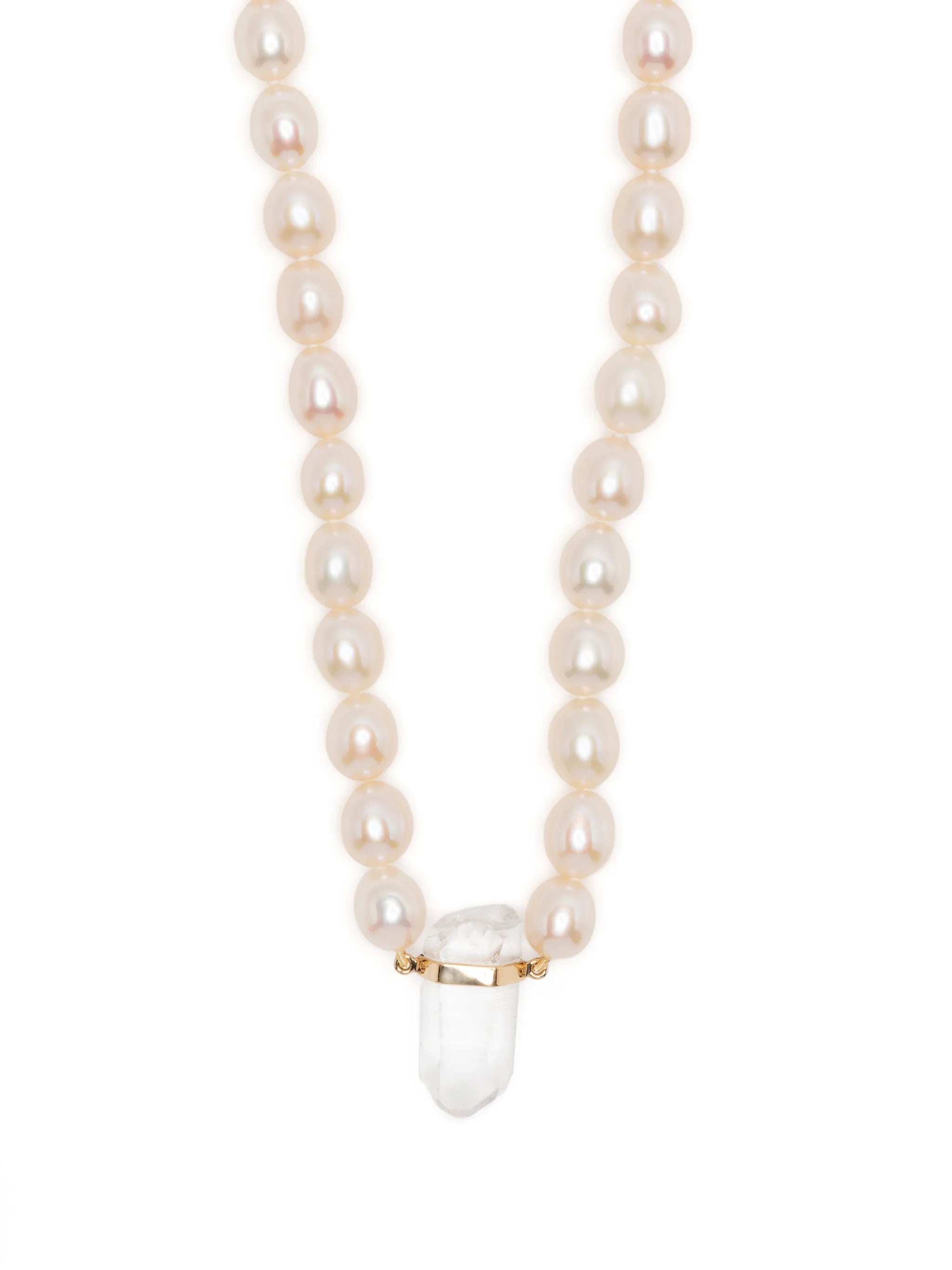 14kt yellow gold ocean pearl crystal quartz charm necklace