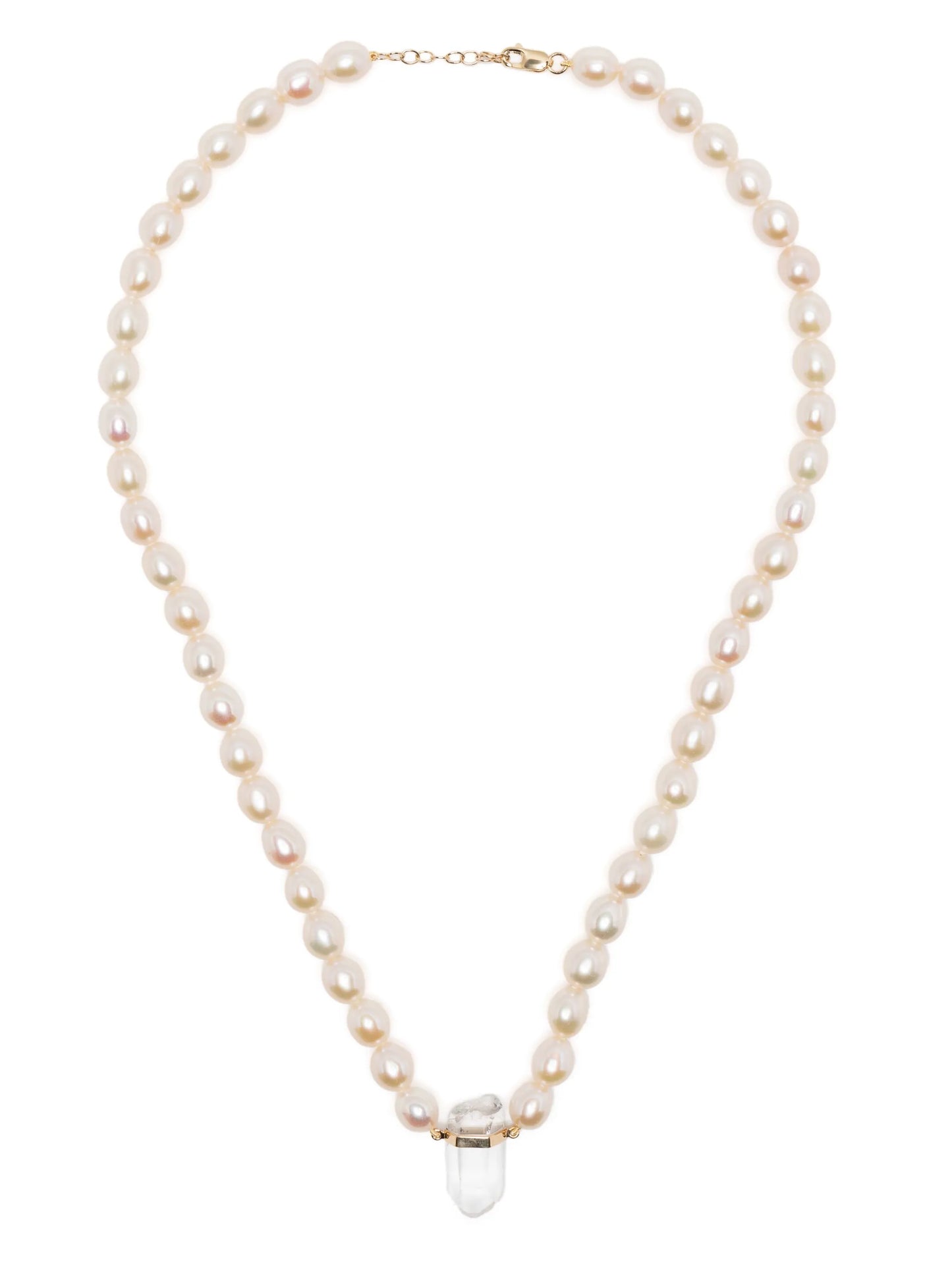 14kt yellow gold ocean pearl crystal quartz charm necklace