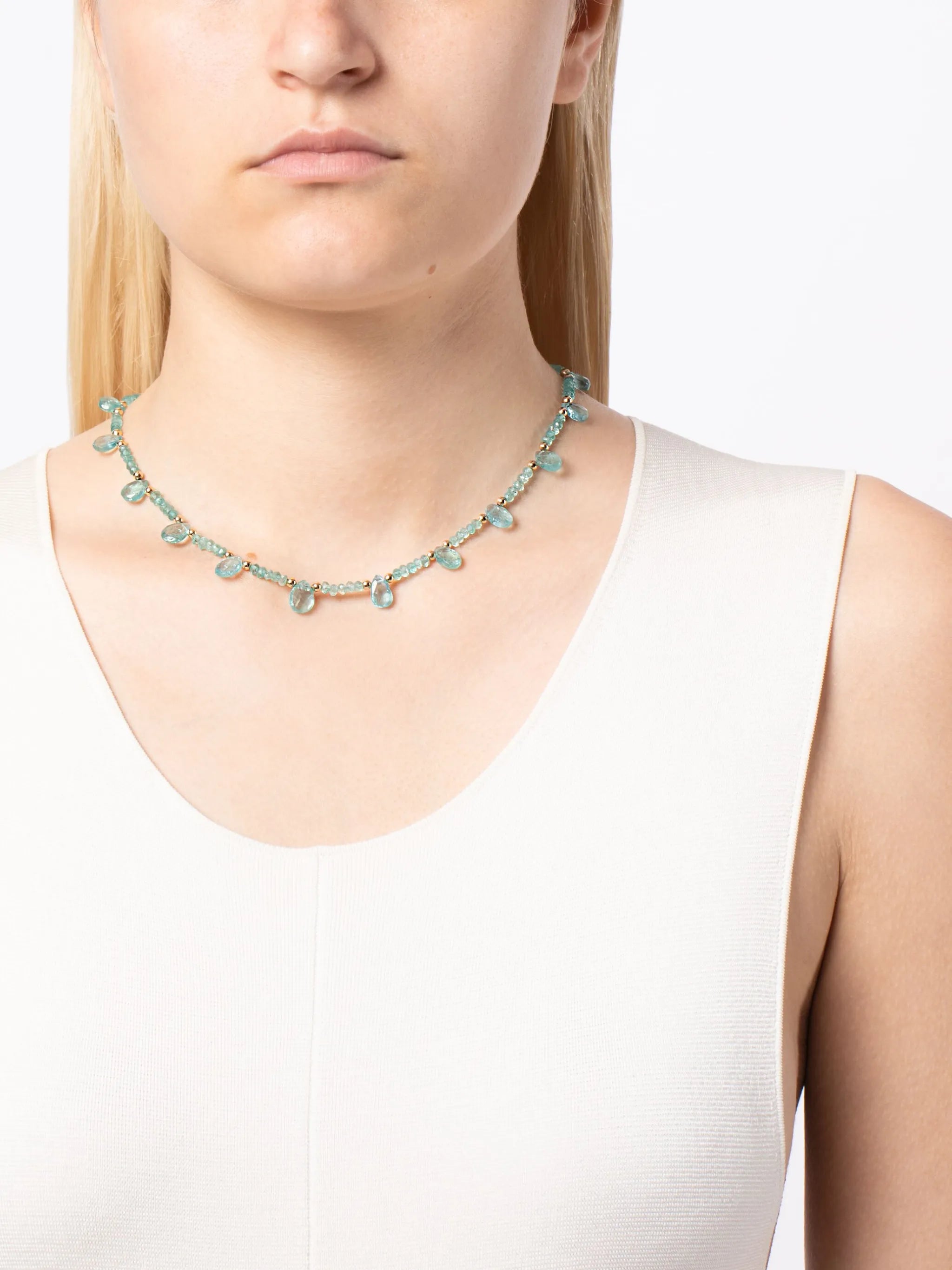 14kt yellow gold Arizona Teardrop apatite necklace