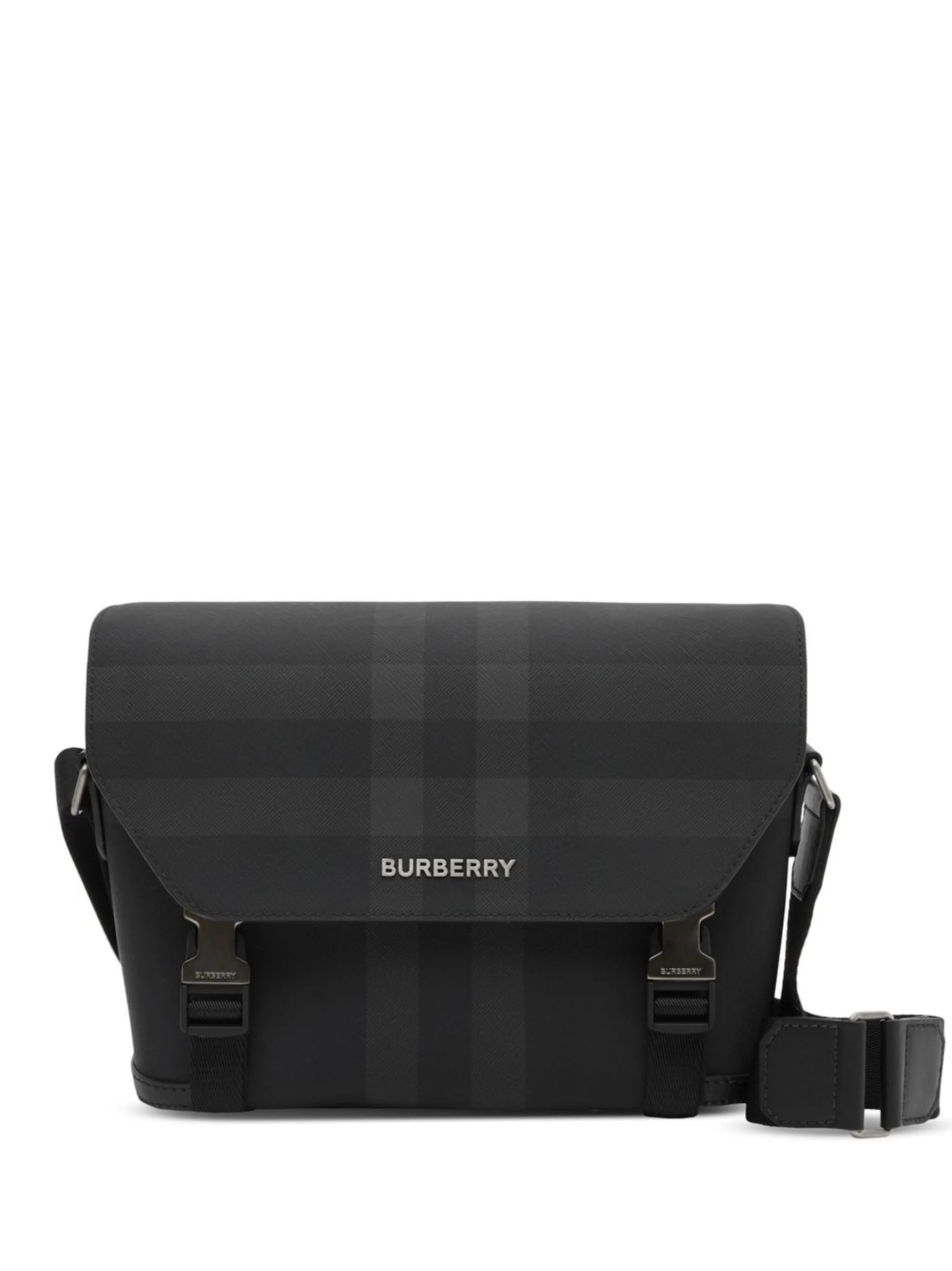 Checked logo-embossed Messenger bag