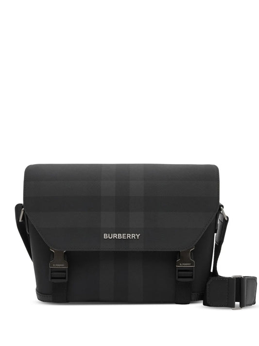 Checked logo-embossed Messenger bag