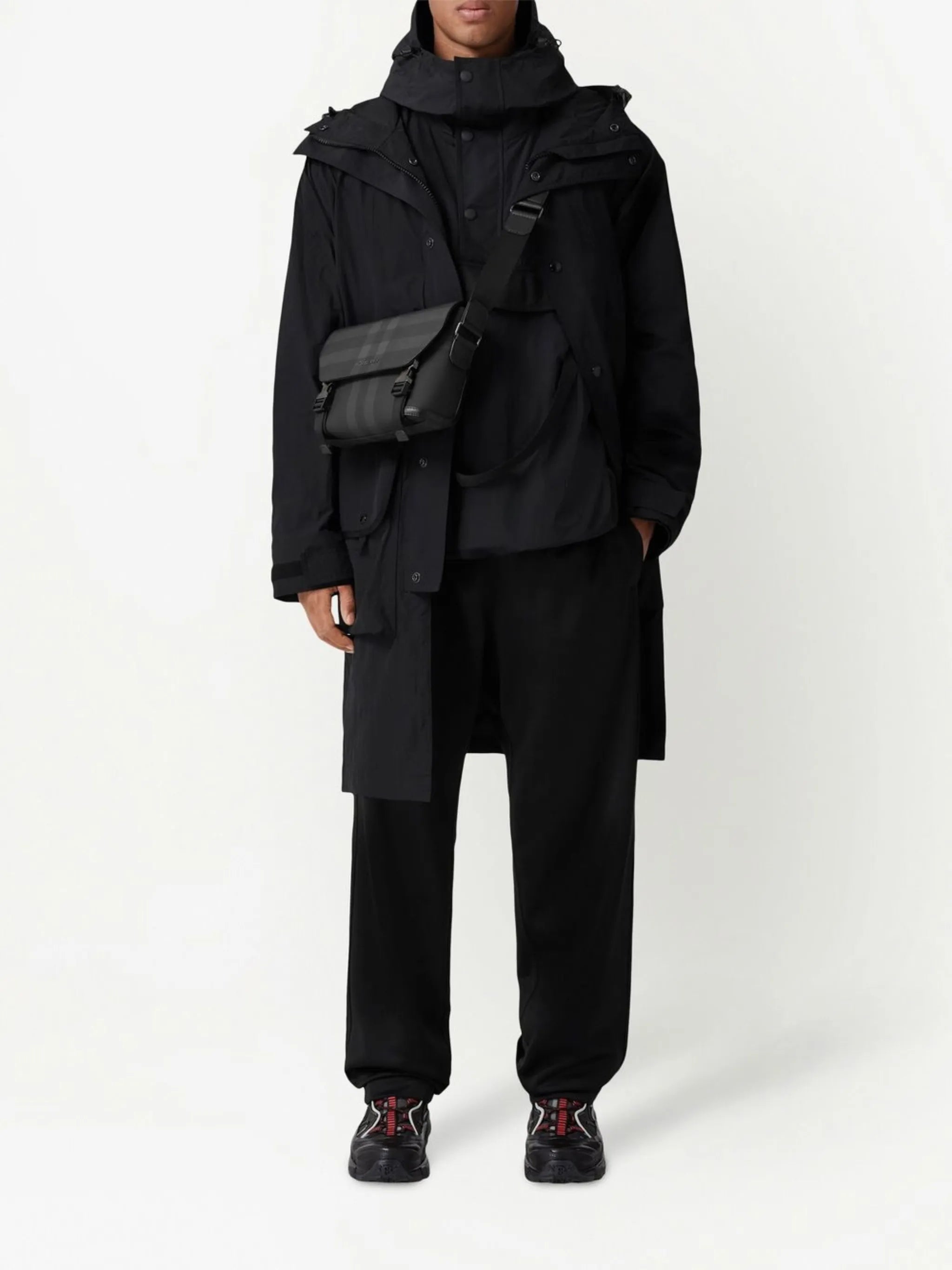 Checked logo-embossed Messenger bag