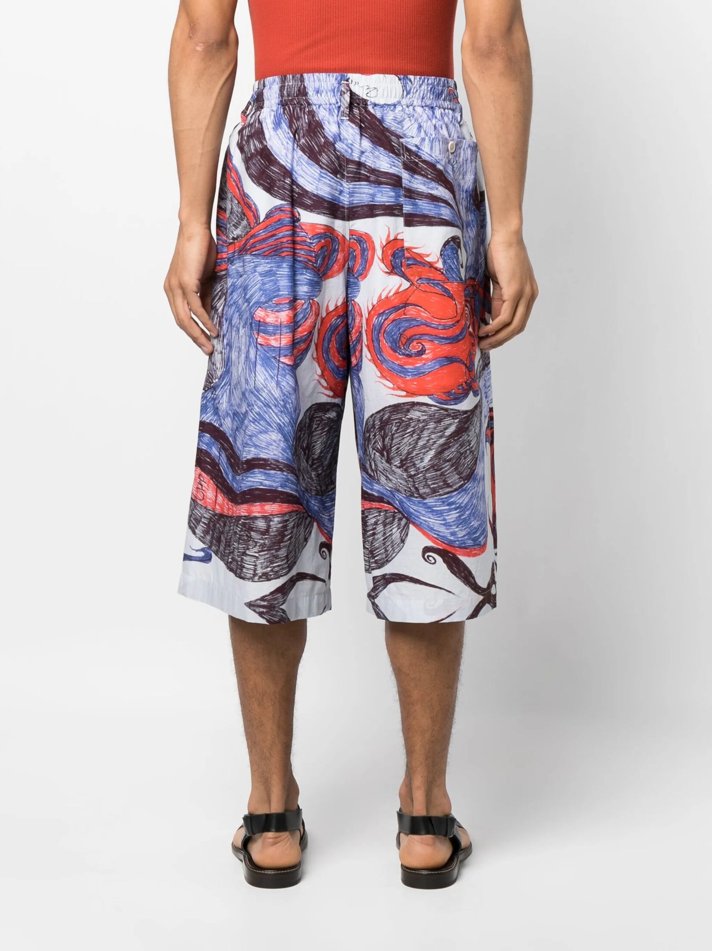painterly-print cotton bermuda shorts