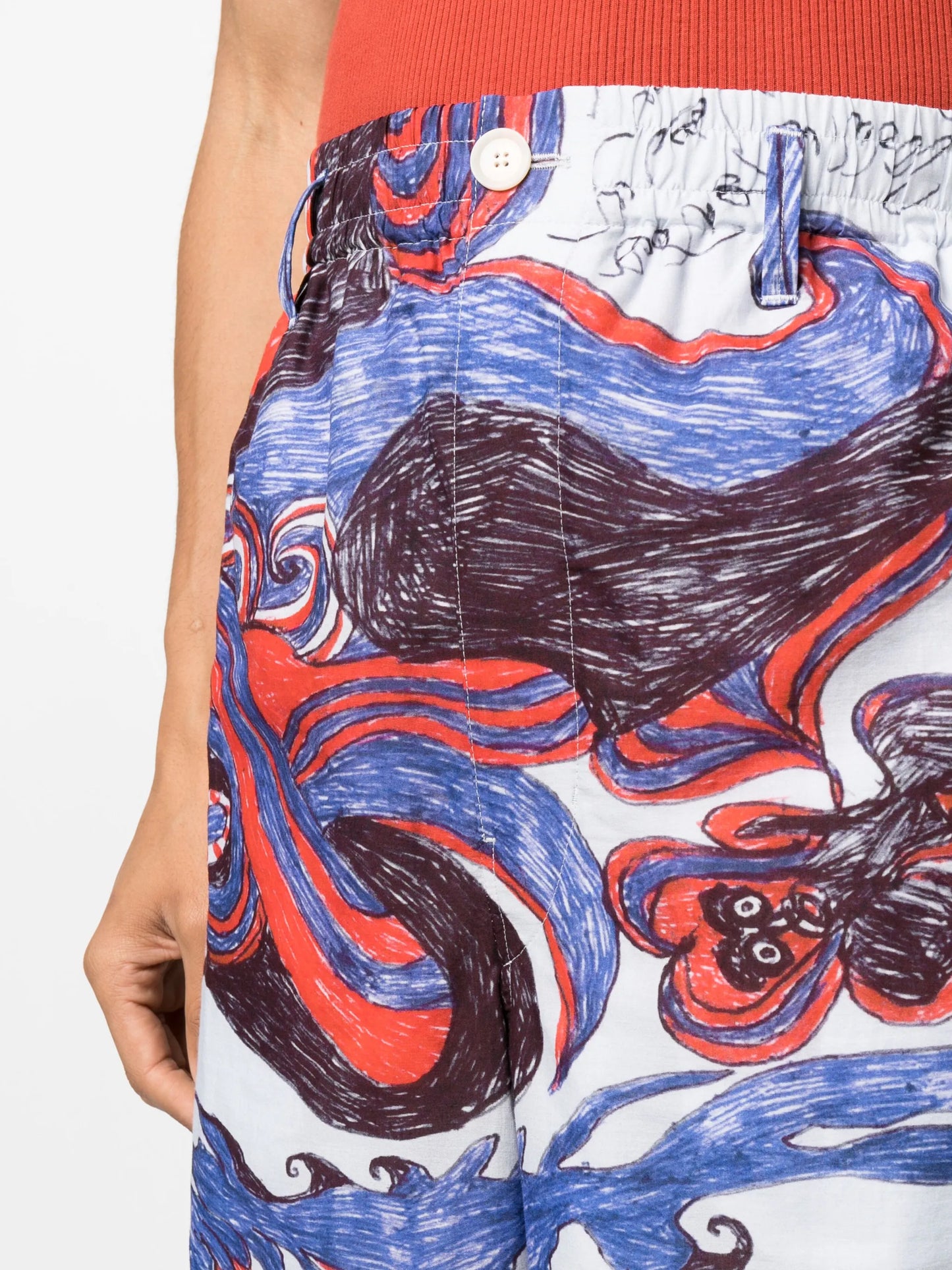 painterly-print cotton bermuda shorts