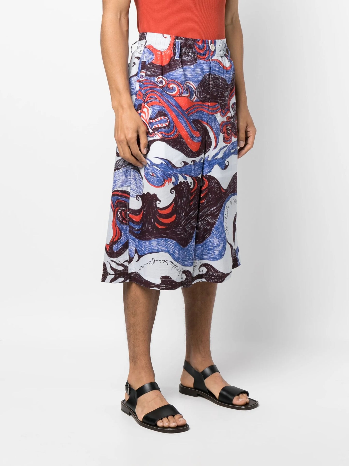 painterly-print cotton bermuda shorts