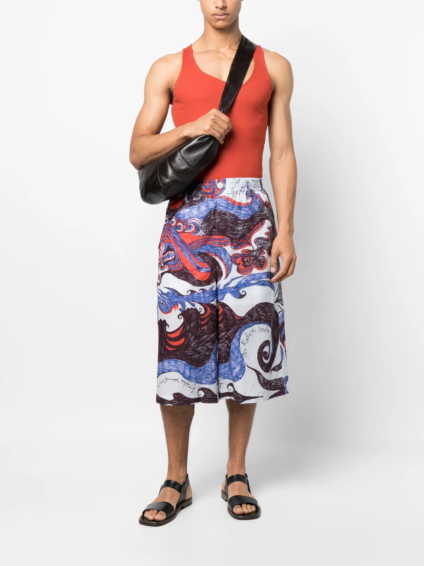 painterly-print cotton bermuda shorts