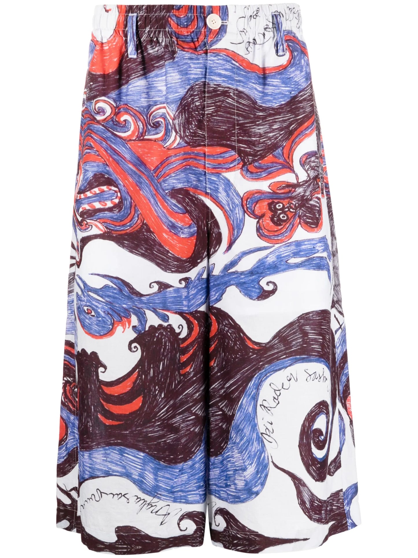 painterly-print cotton bermuda shorts