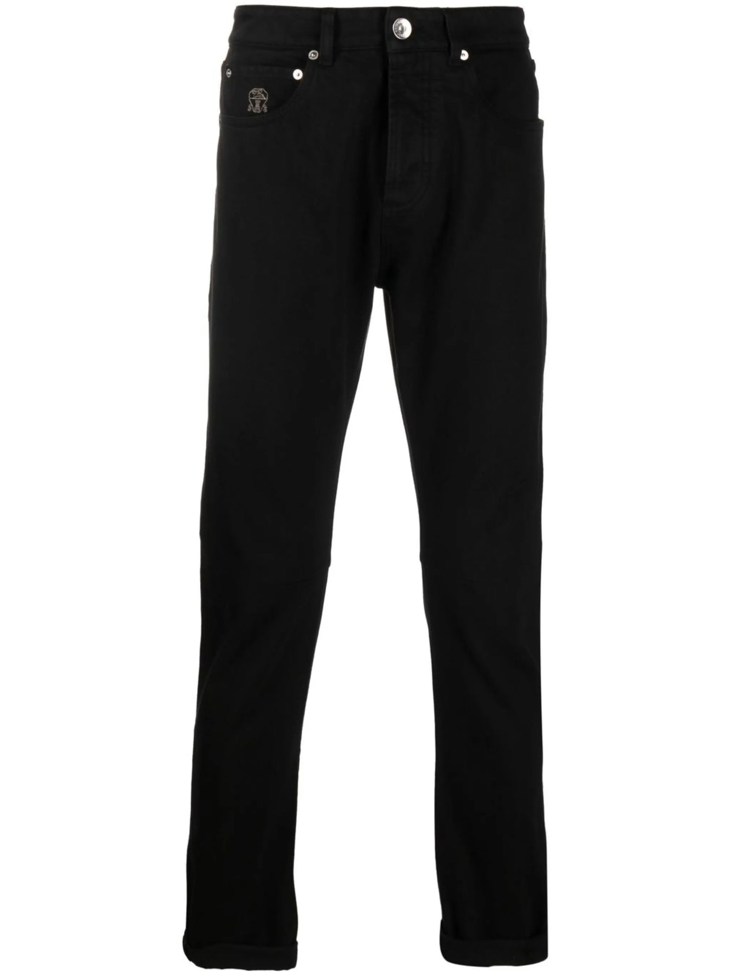 dark-wash slim-cut jeans
