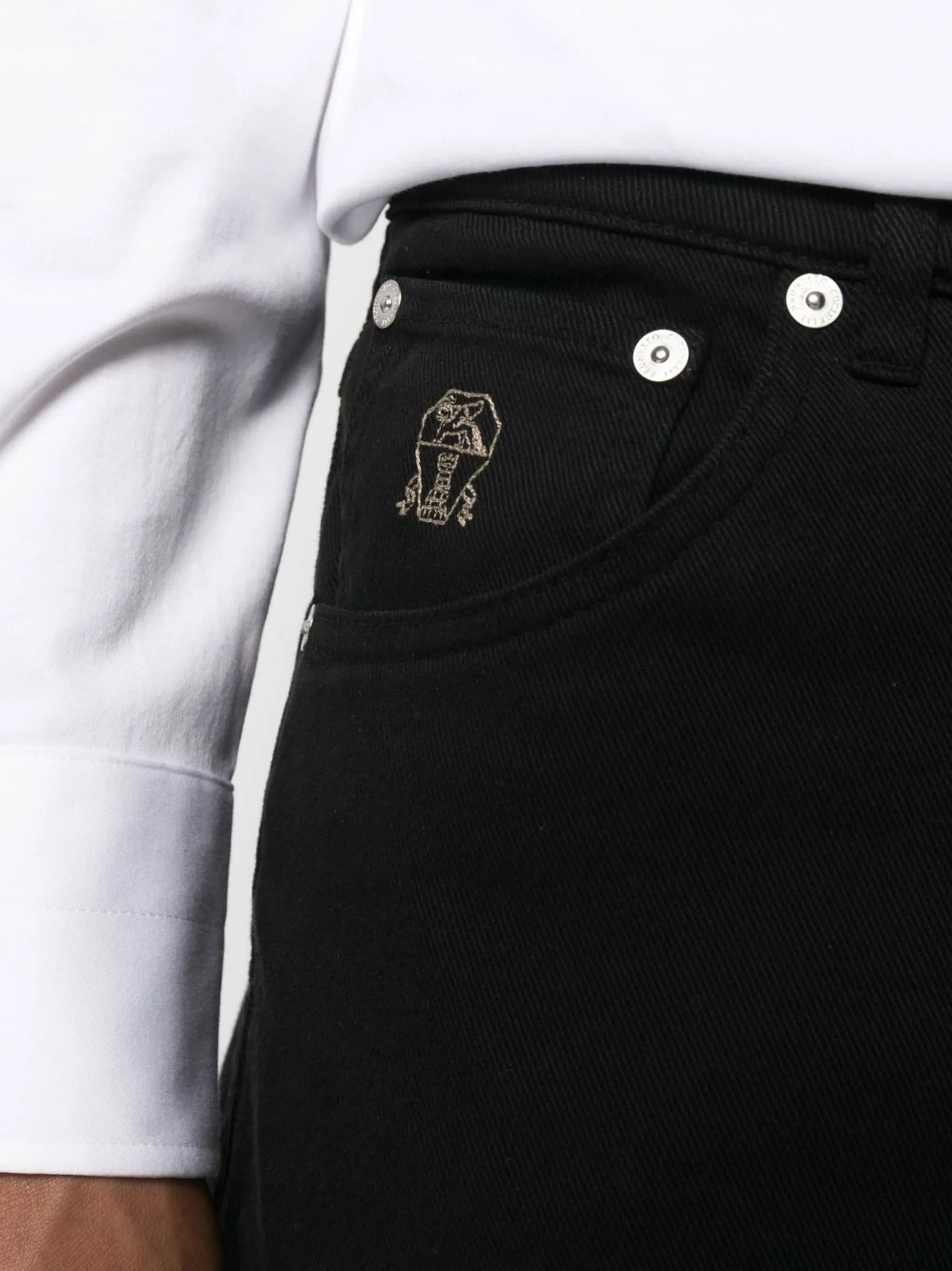 dark-wash slim-cut jeans