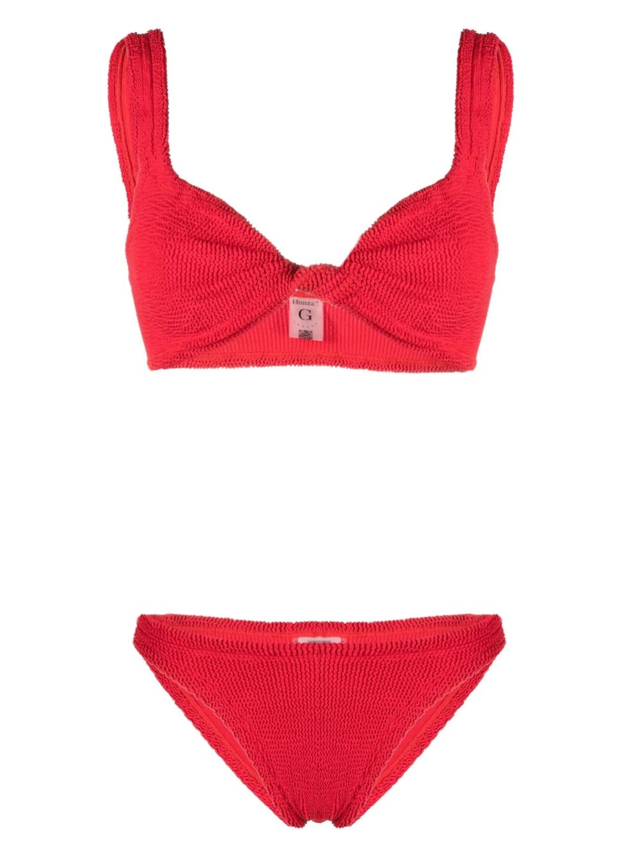 Twist-detail crinkle bikini set
