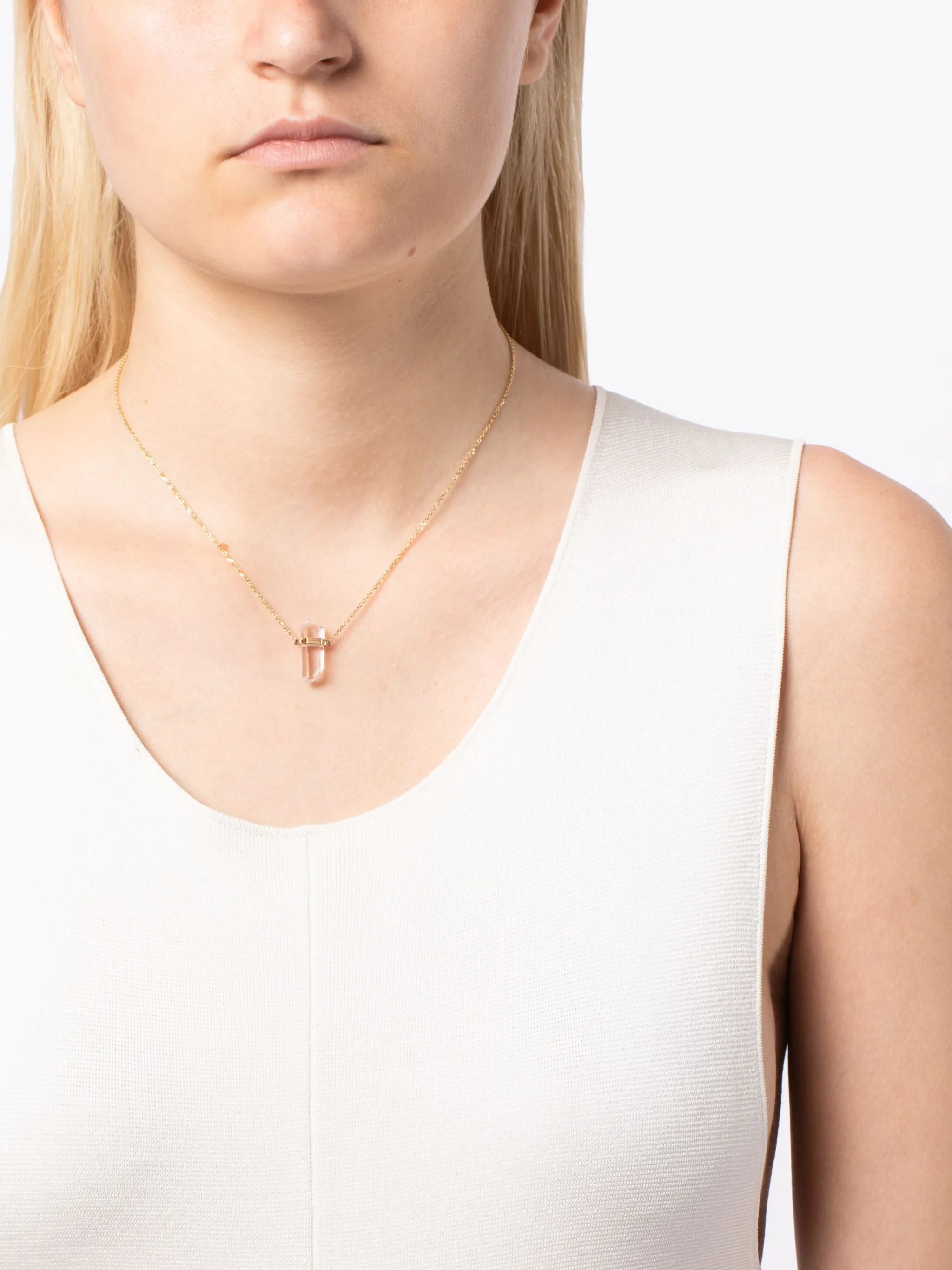 14kt yellow gold quartz pendant necklace