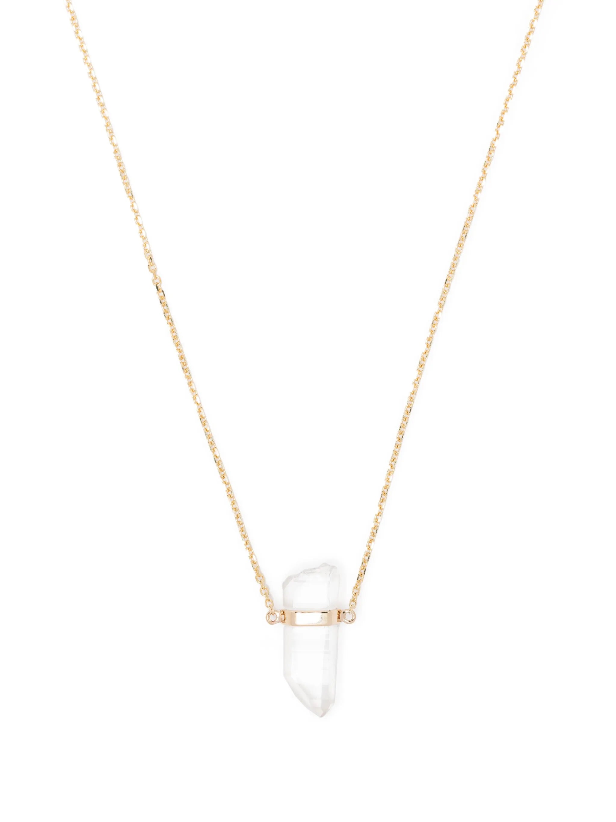 14kt yellow gold quartz pendant necklace