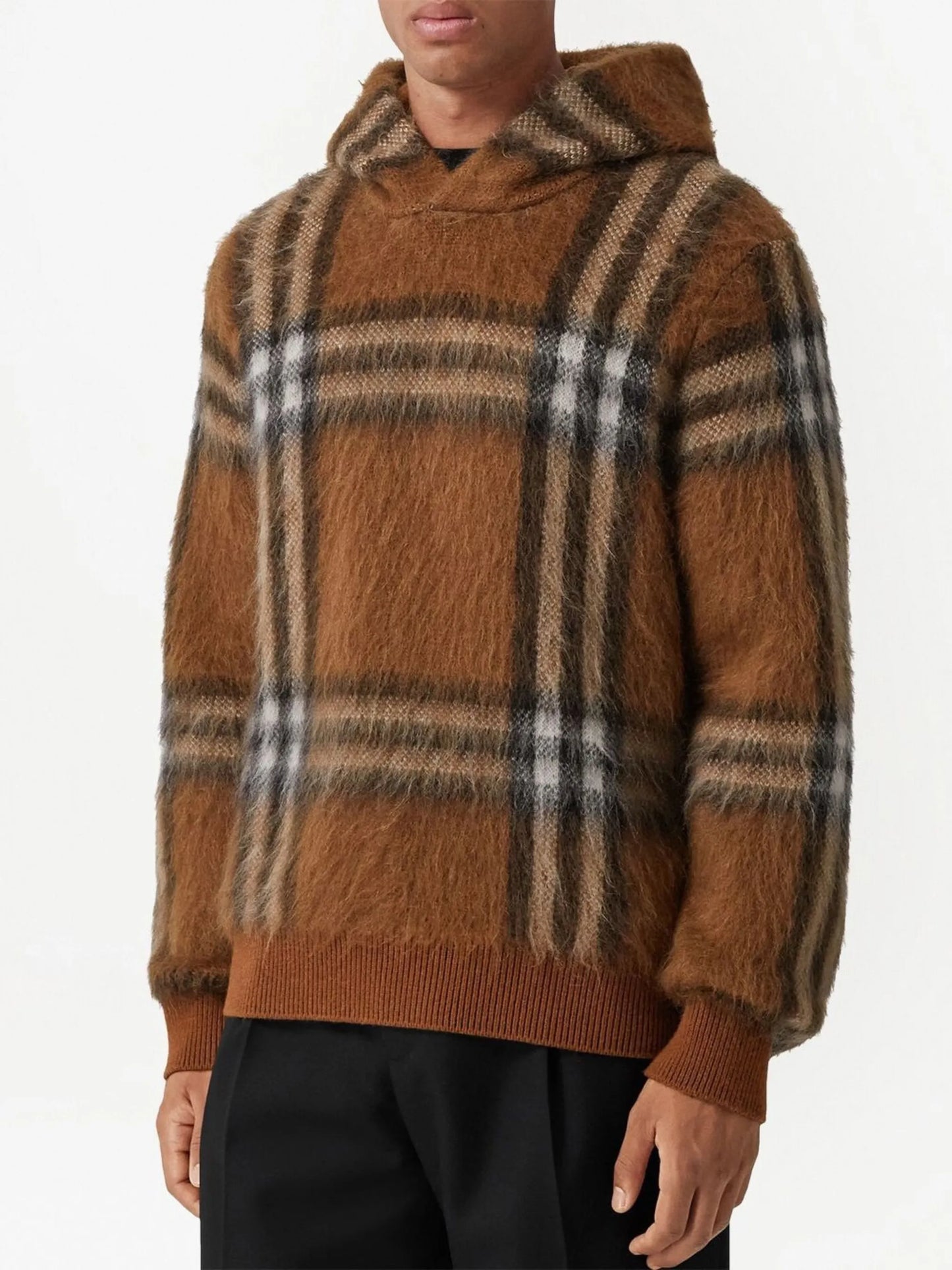 House Check mohair-blend hoodie