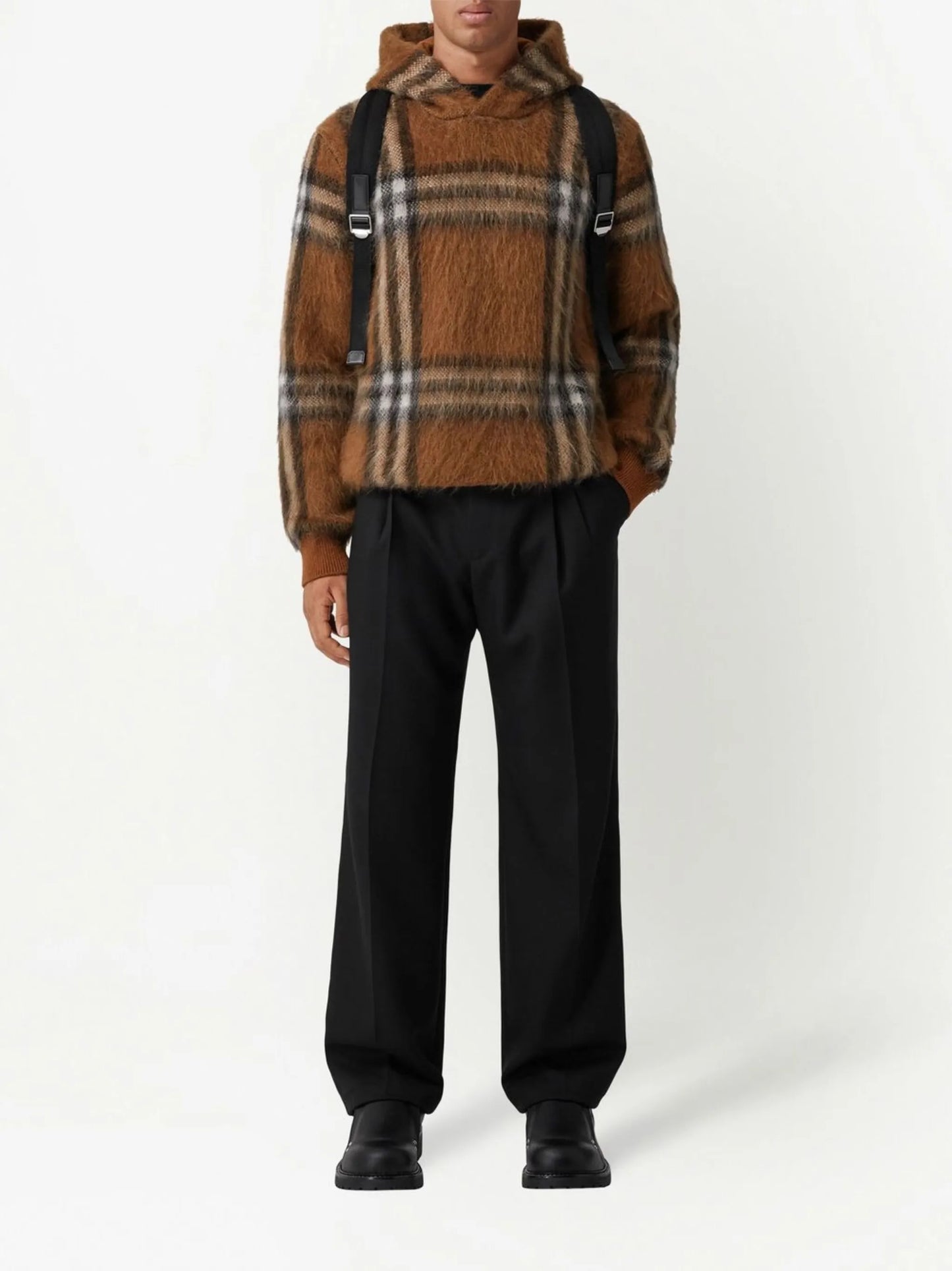 House Check mohair-blend hoodie
