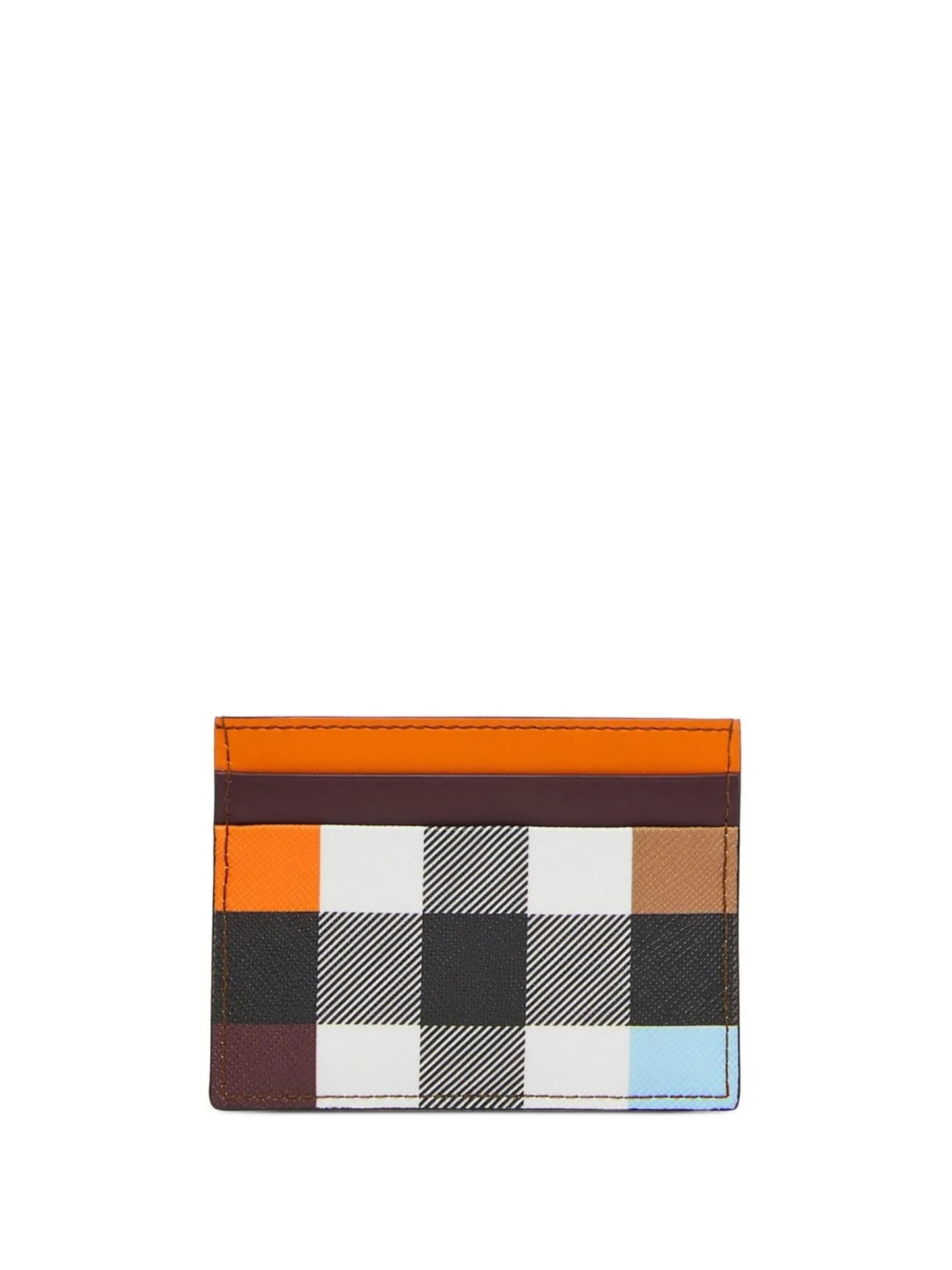 checked colour-block leather cardholder