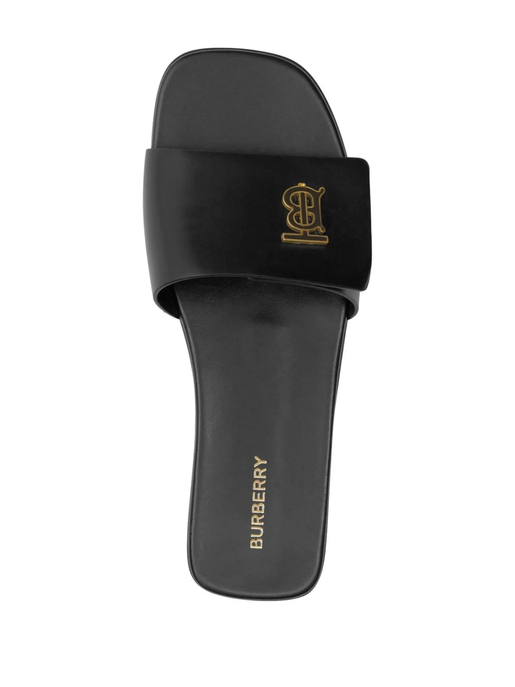 monogram plaque leather sandals