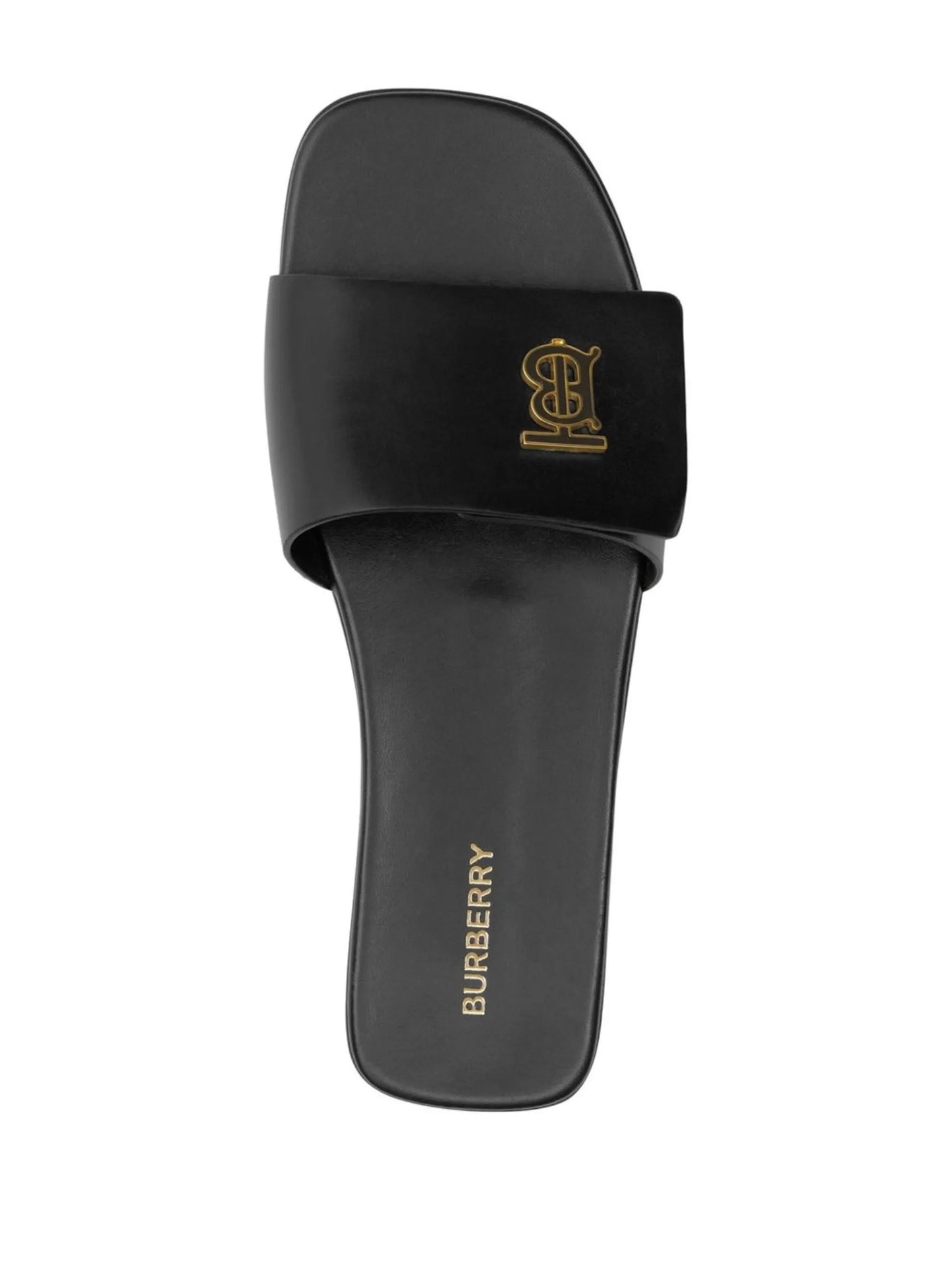 monogram plaque leather sandals