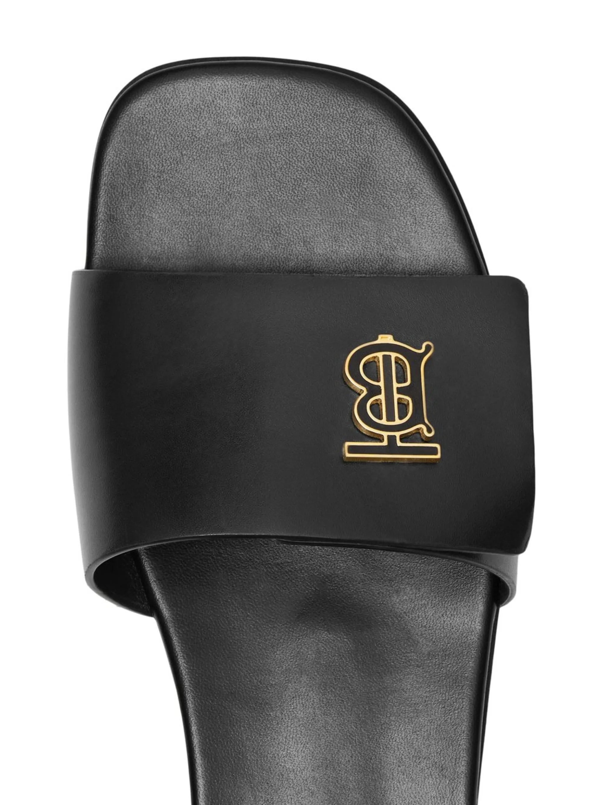 monogram plaque leather sandals