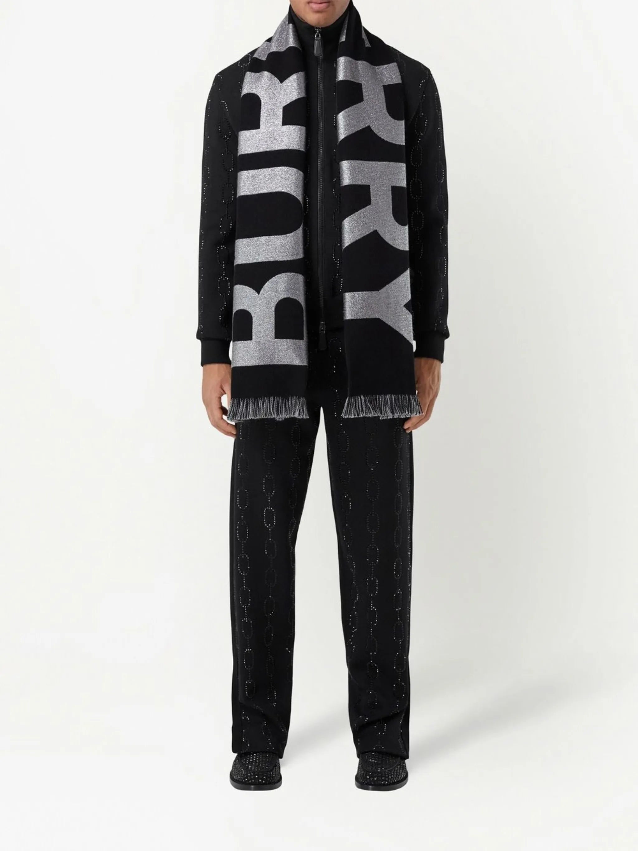 glitter logo-intarsia scarf