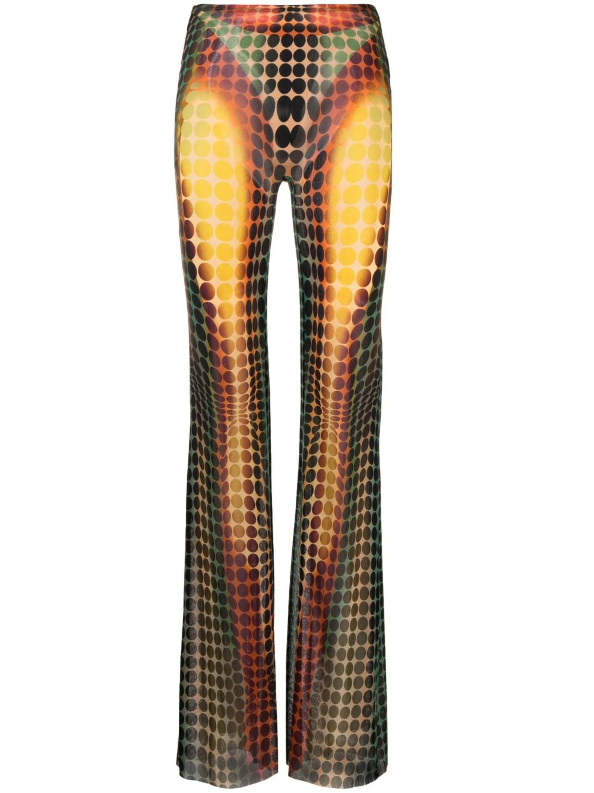 polka-dot high-waisted trousers