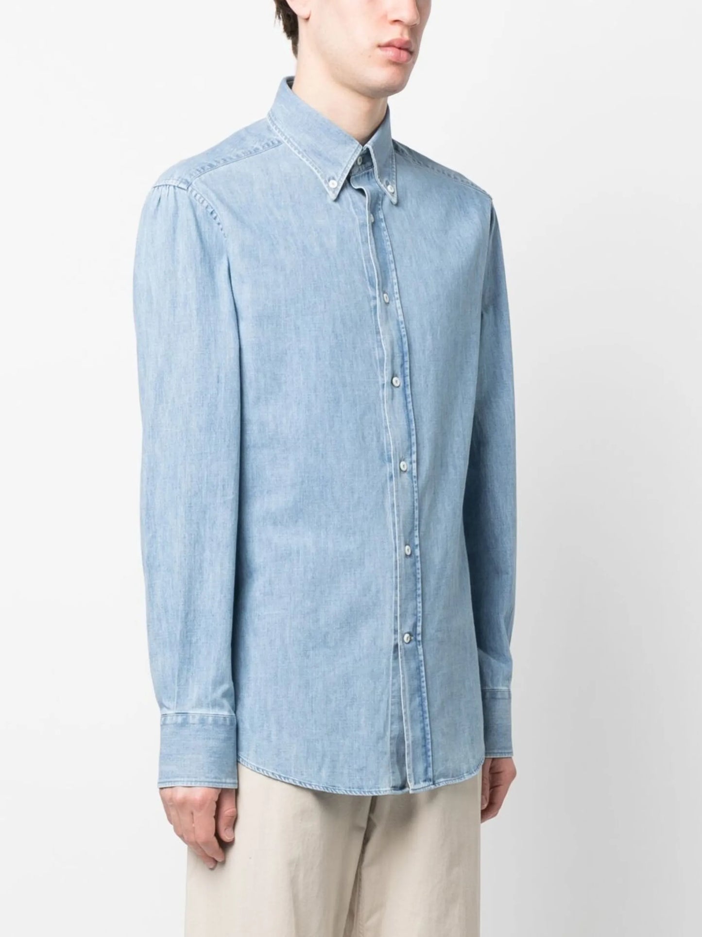 long-sleeved denim shirt