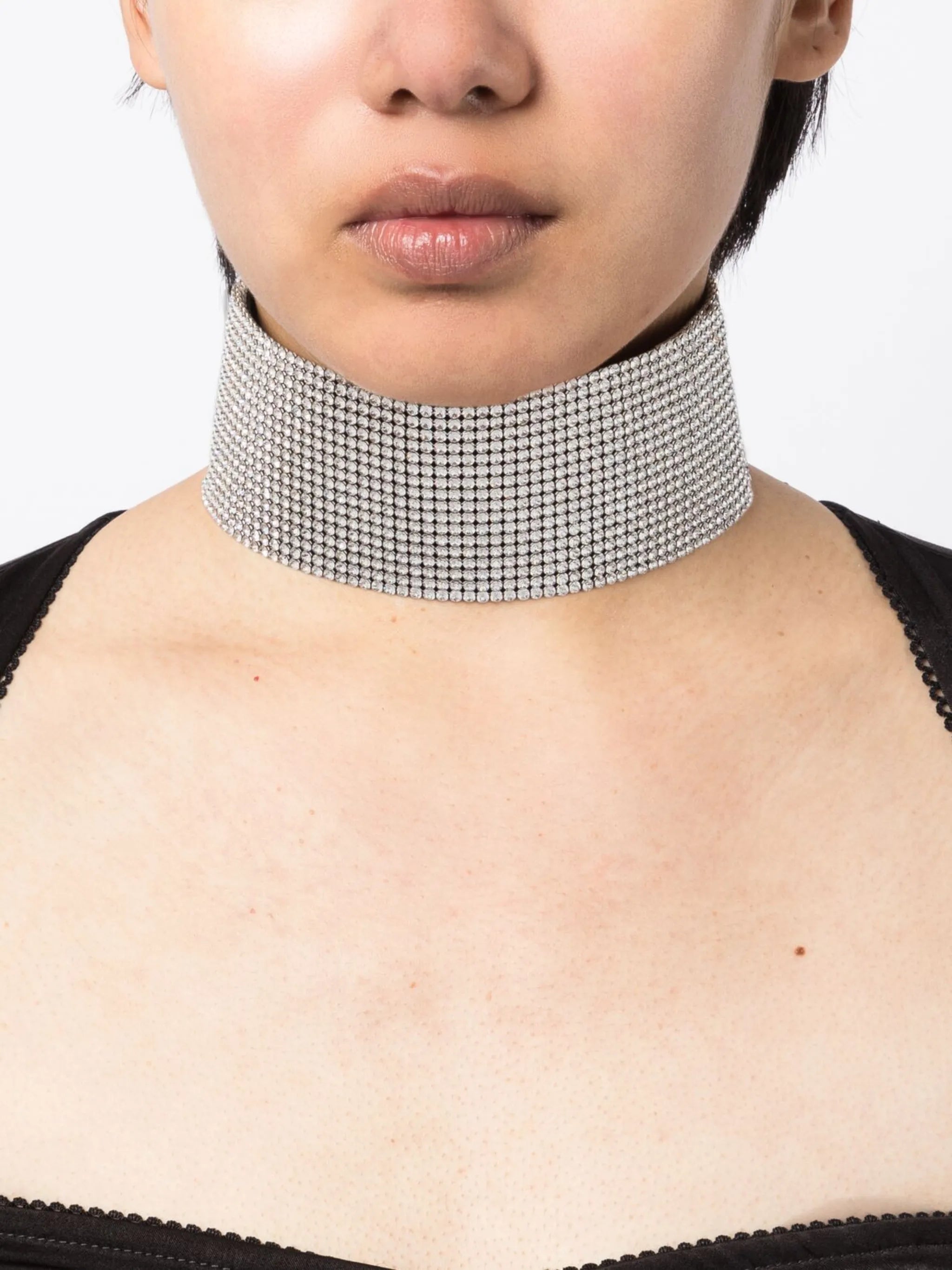 crystal mesh chocker necklace