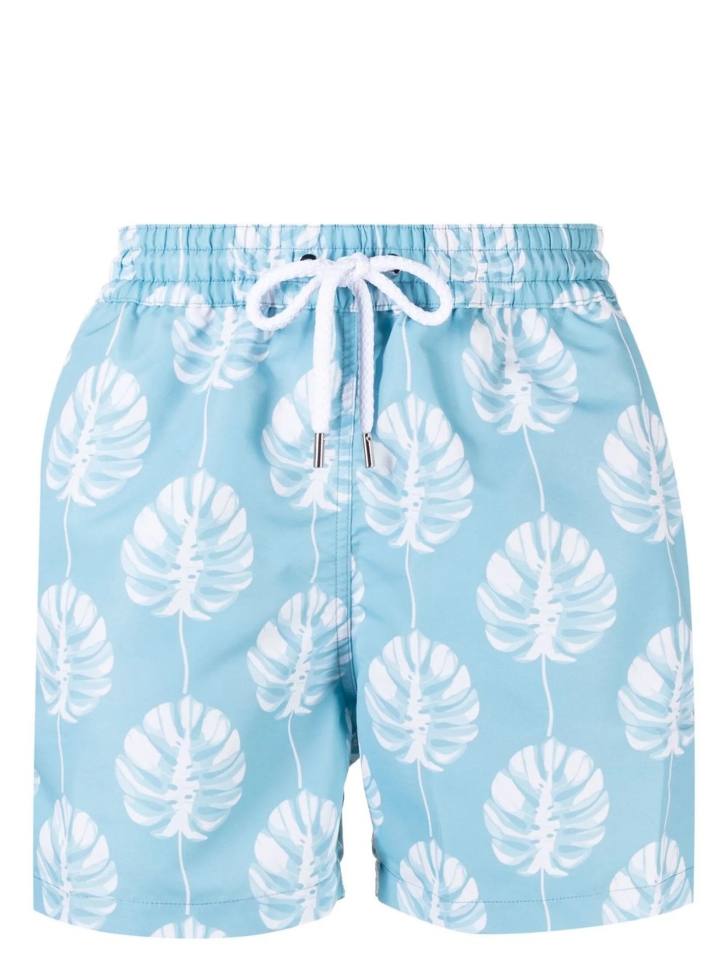 leaf-print swim shorts