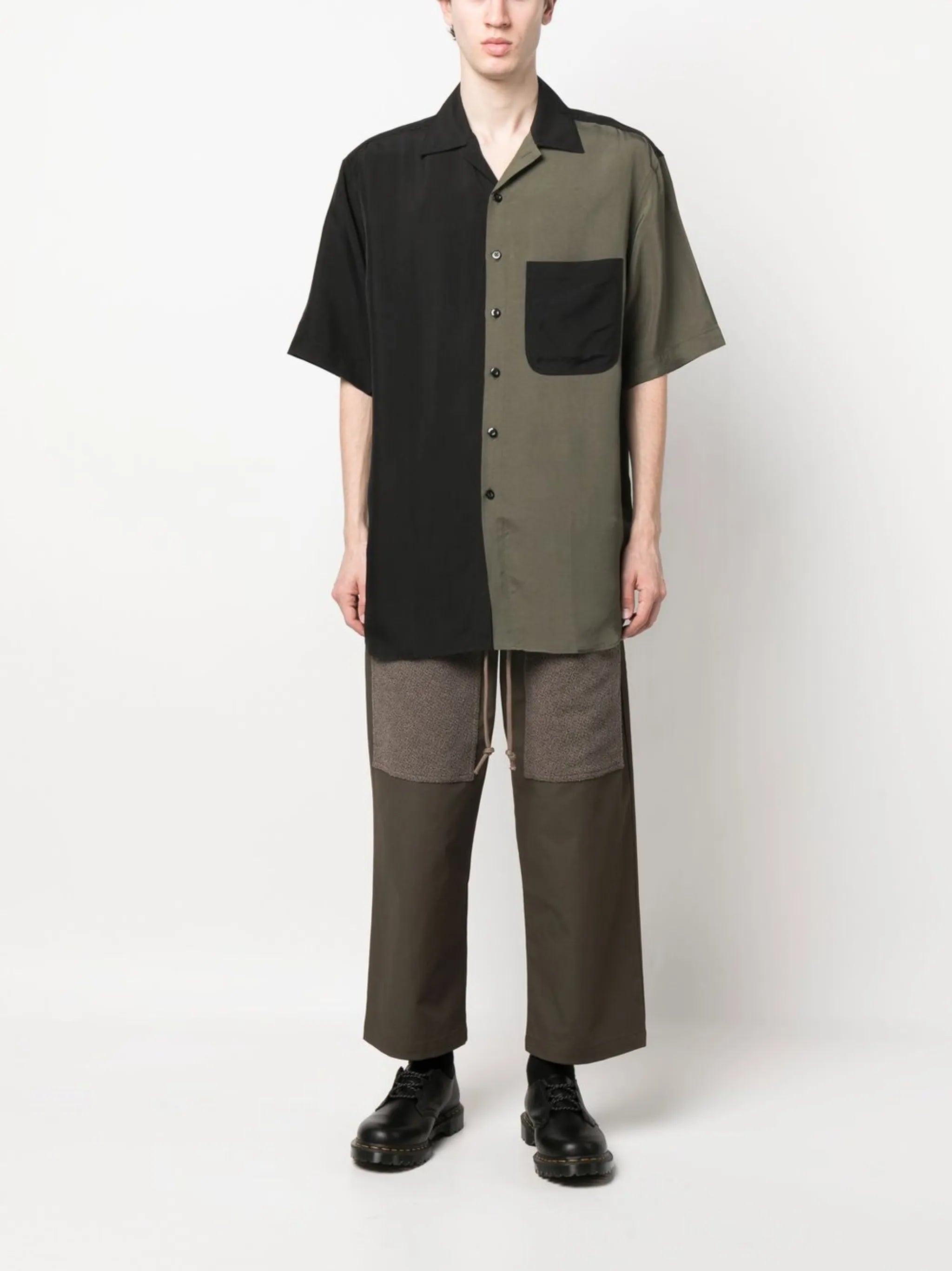 two-tone camp-collar shirt