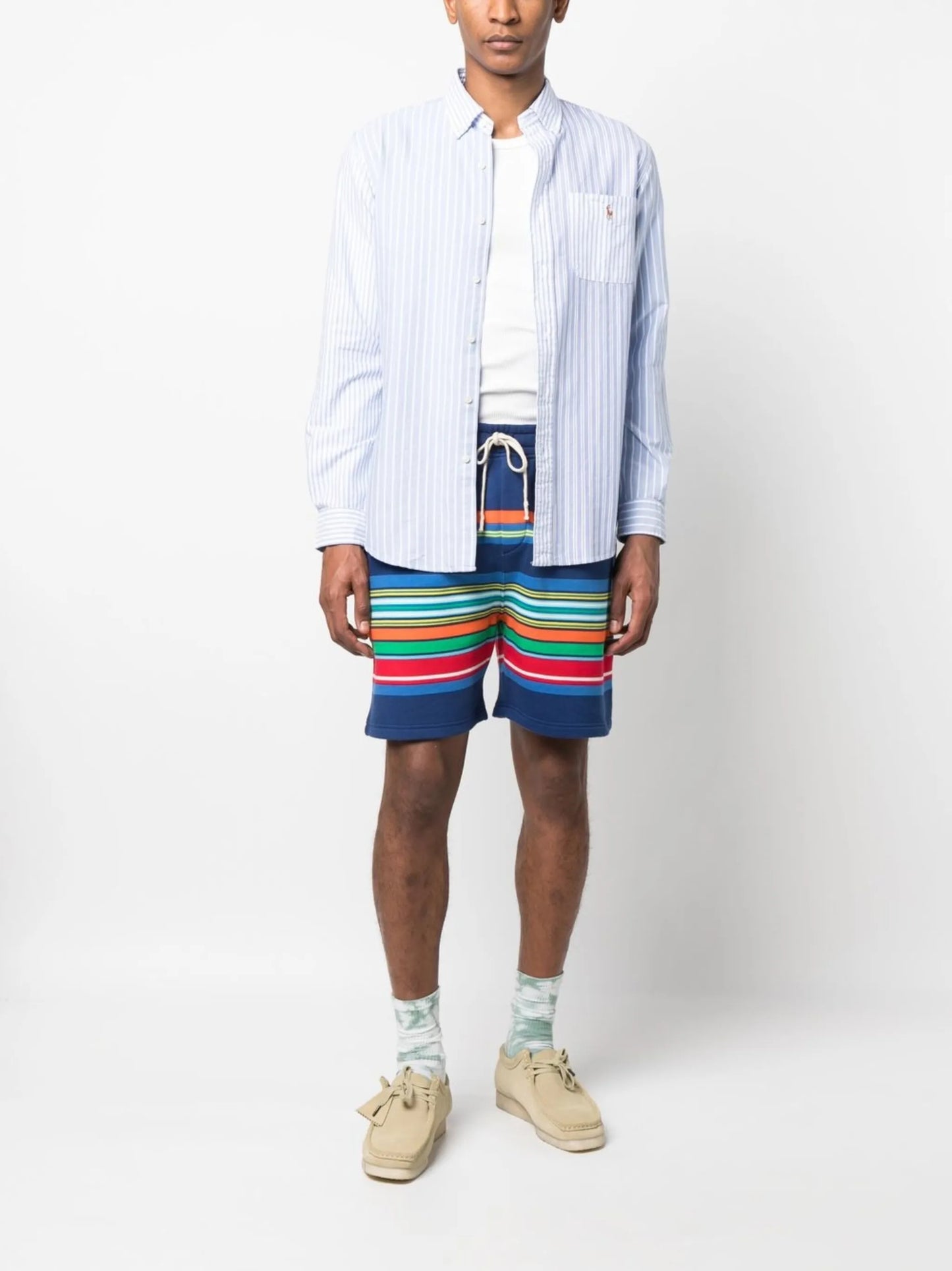 striped drawstring shorts