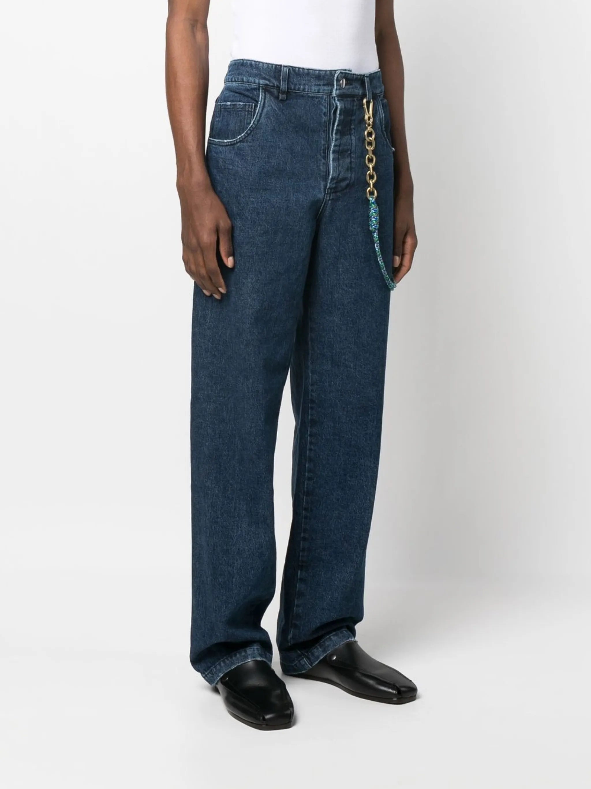 high-waisted wide-leg jeans