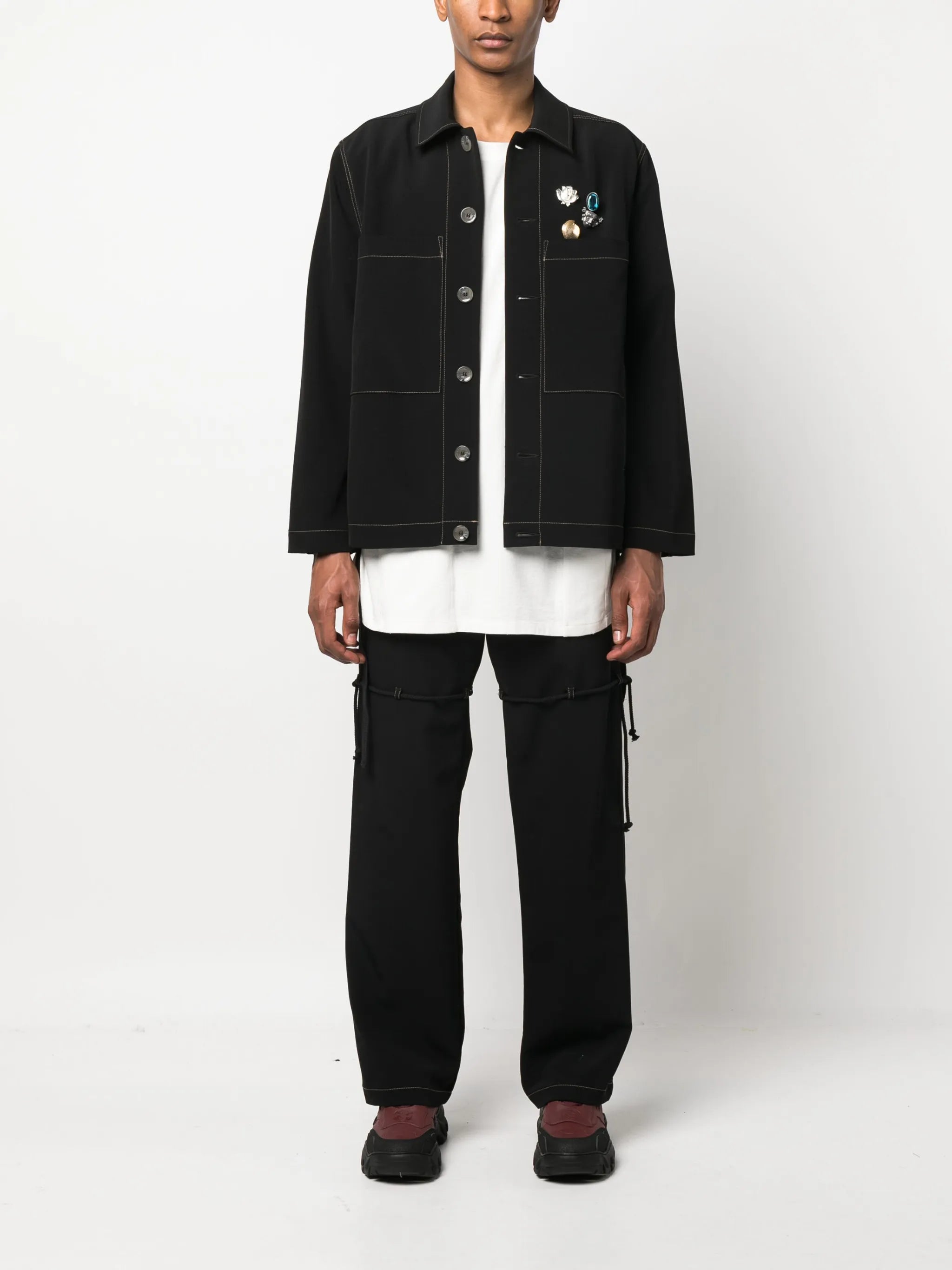 assorted pin-detail shirt jacket