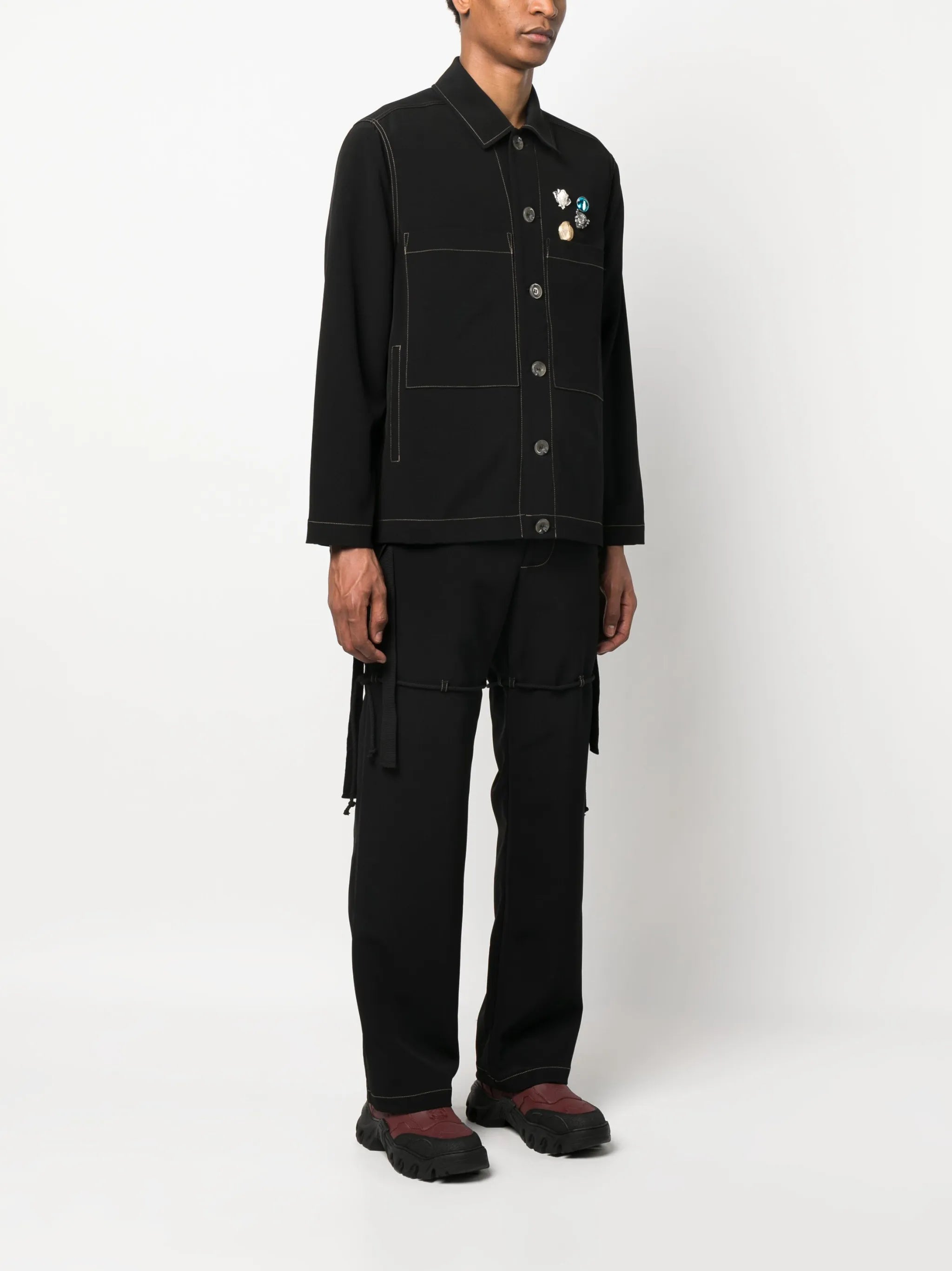 assorted pin-detail shirt jacket