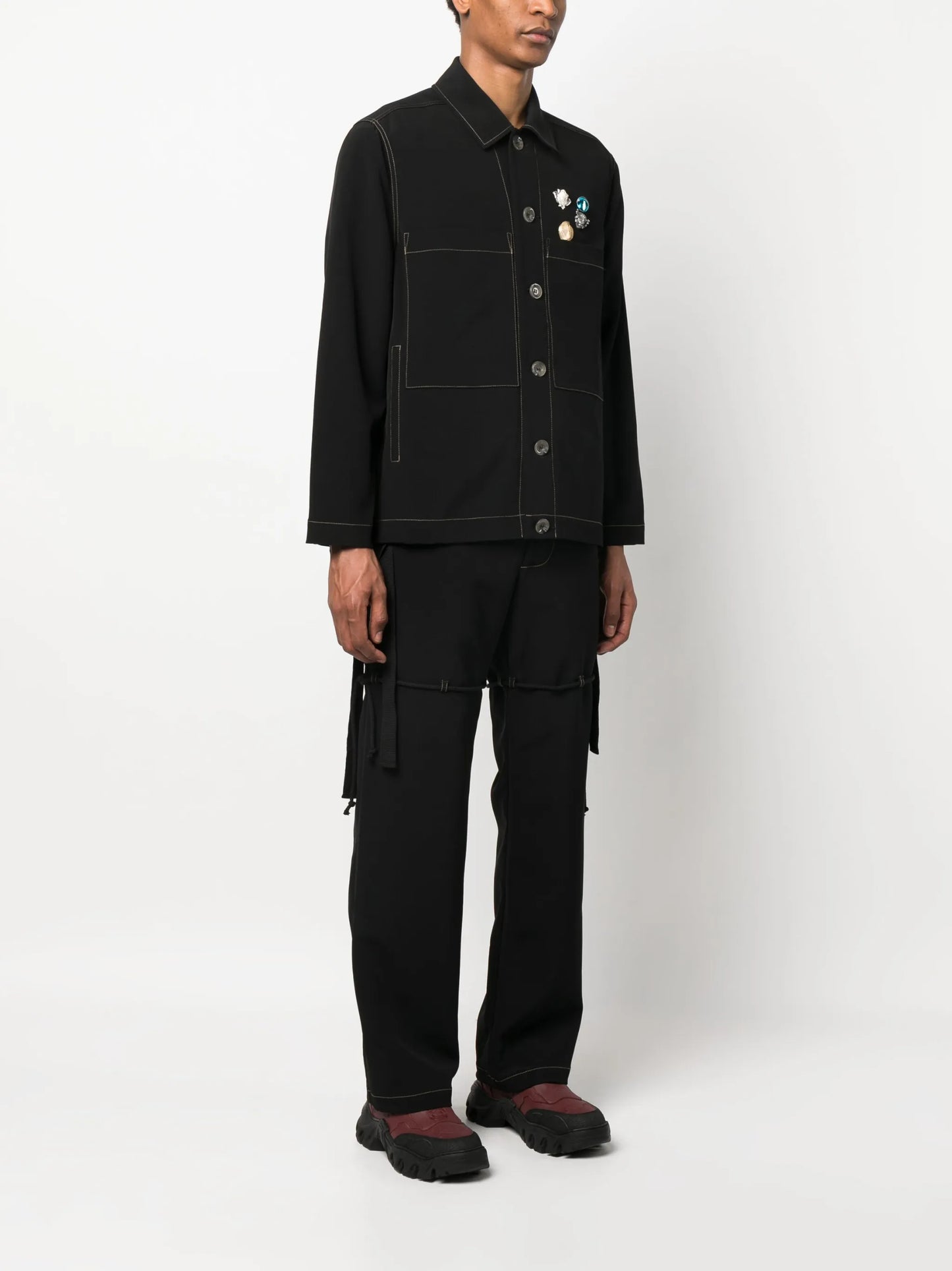 assorted pin-detail shirt jacket