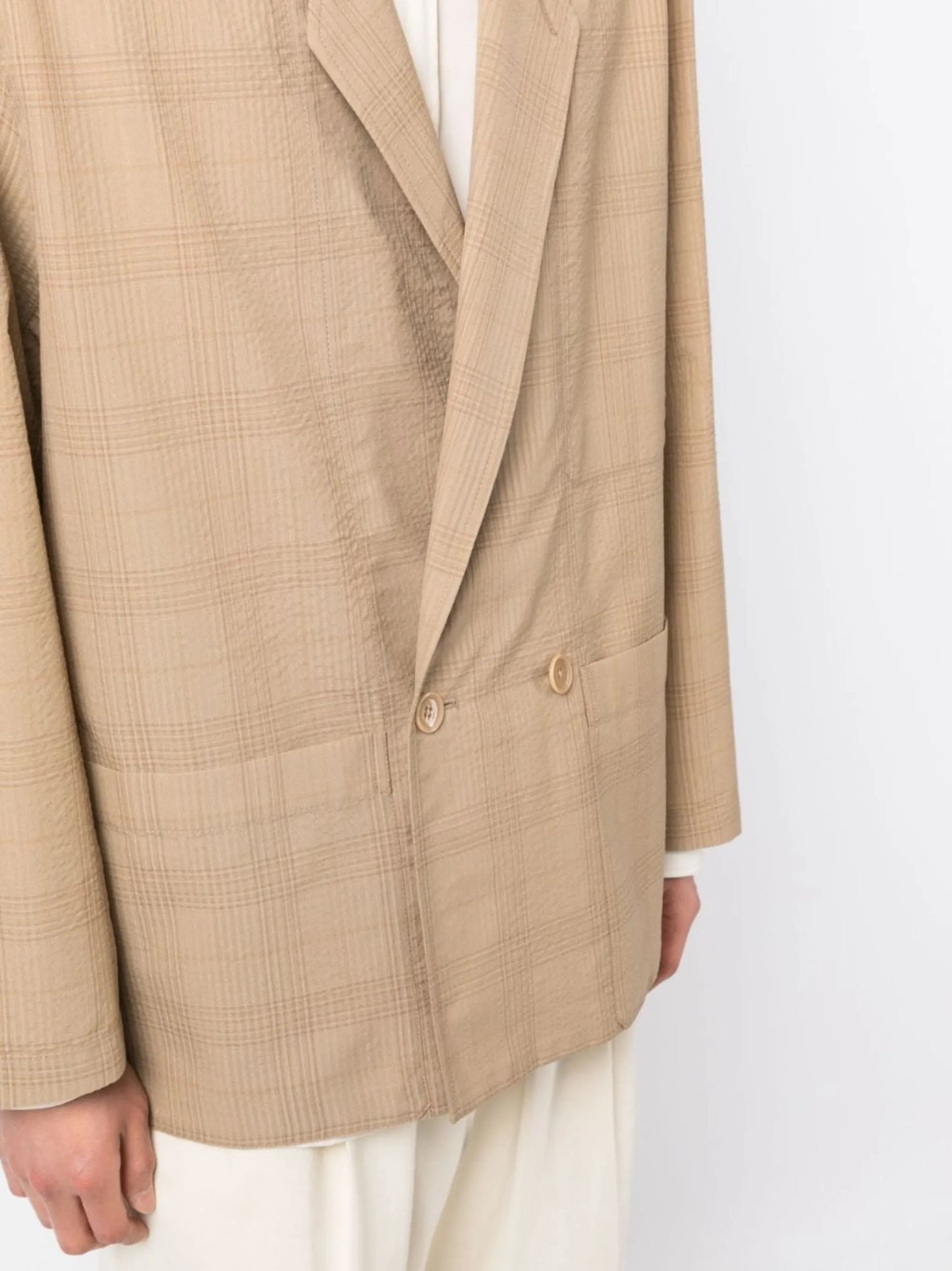 checked double-breasted blazer