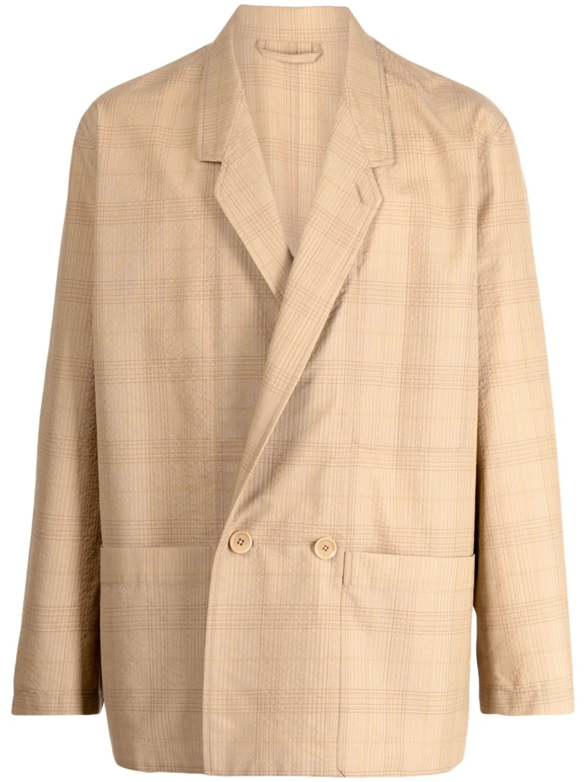 checked double-breasted blazer