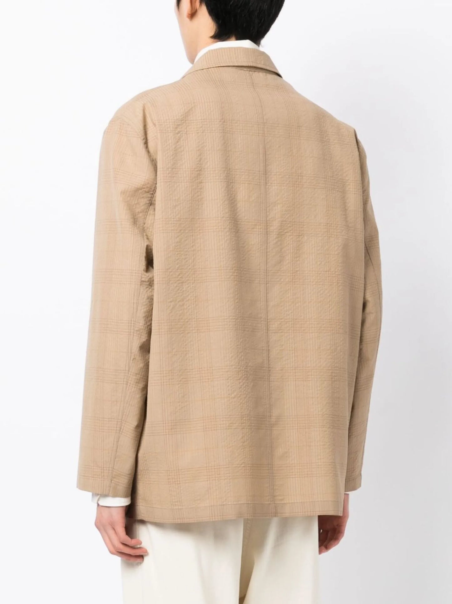 checked double-breasted blazer