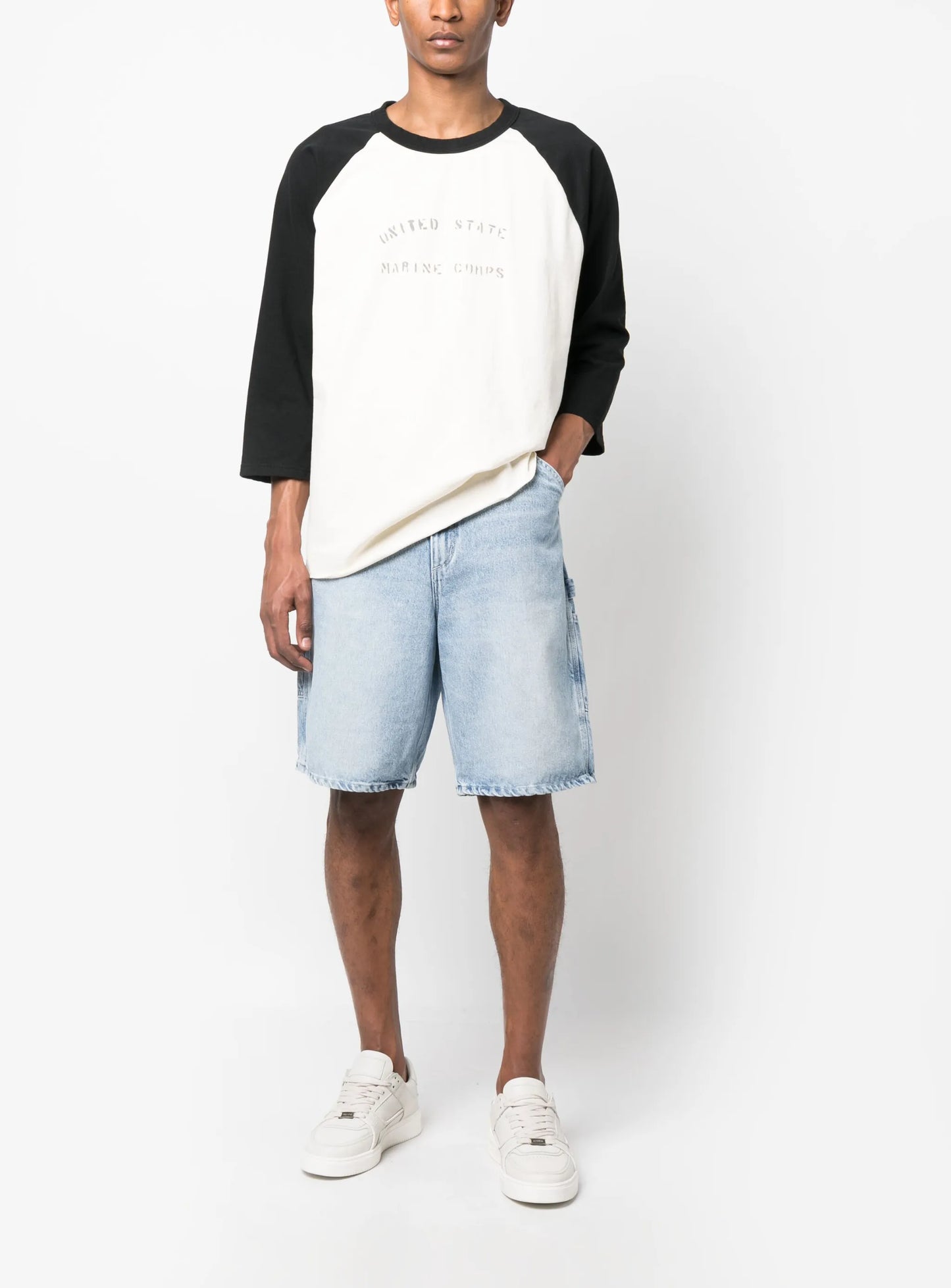 Painter cotton denim shorts