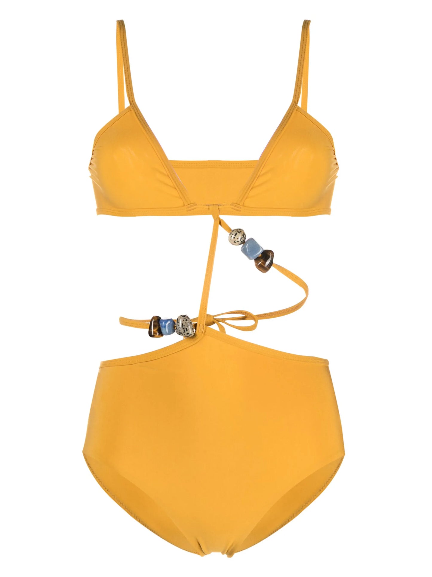 Displace stone-beads swimsuit