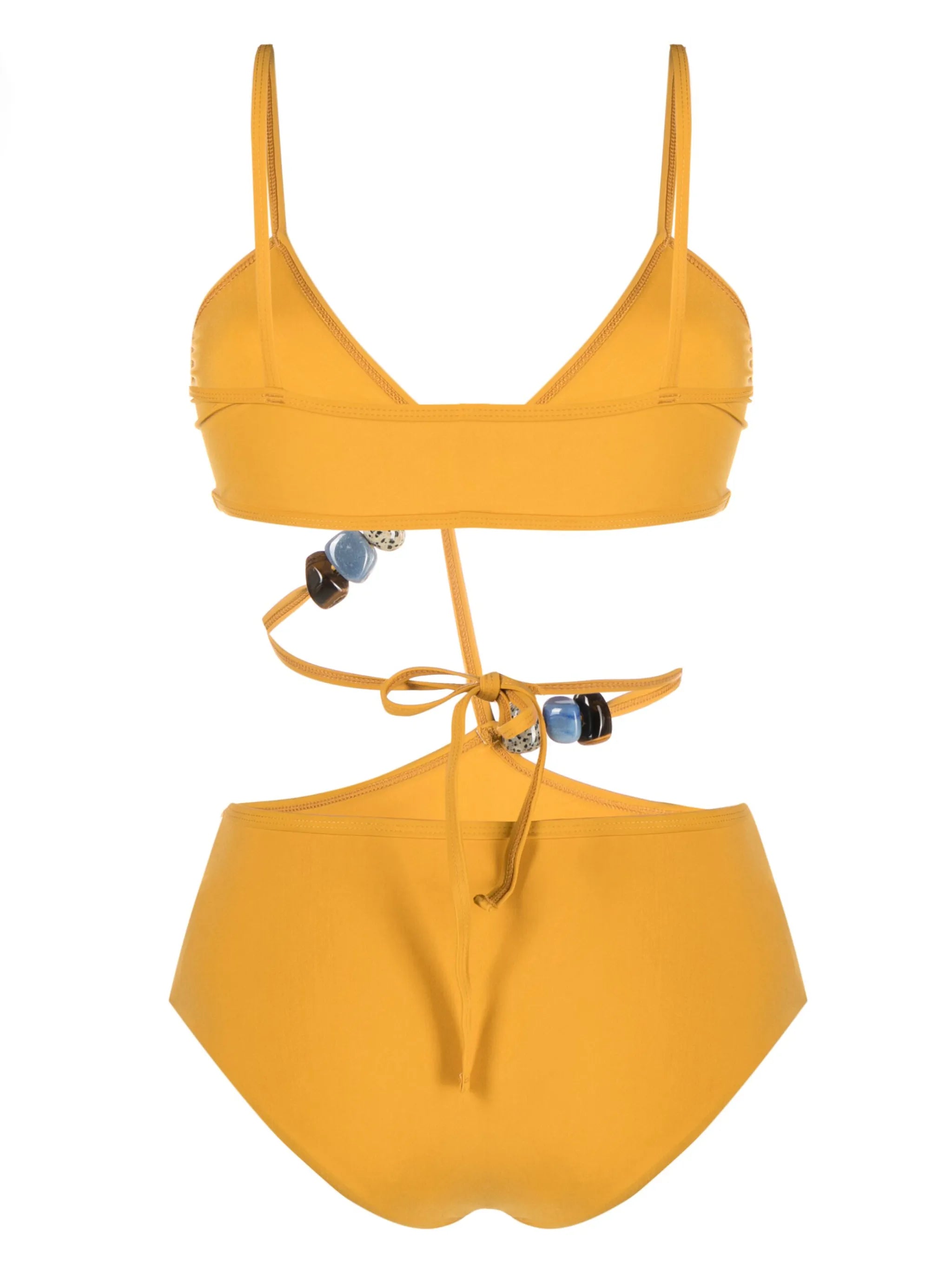 Displace stone-beads swimsuit