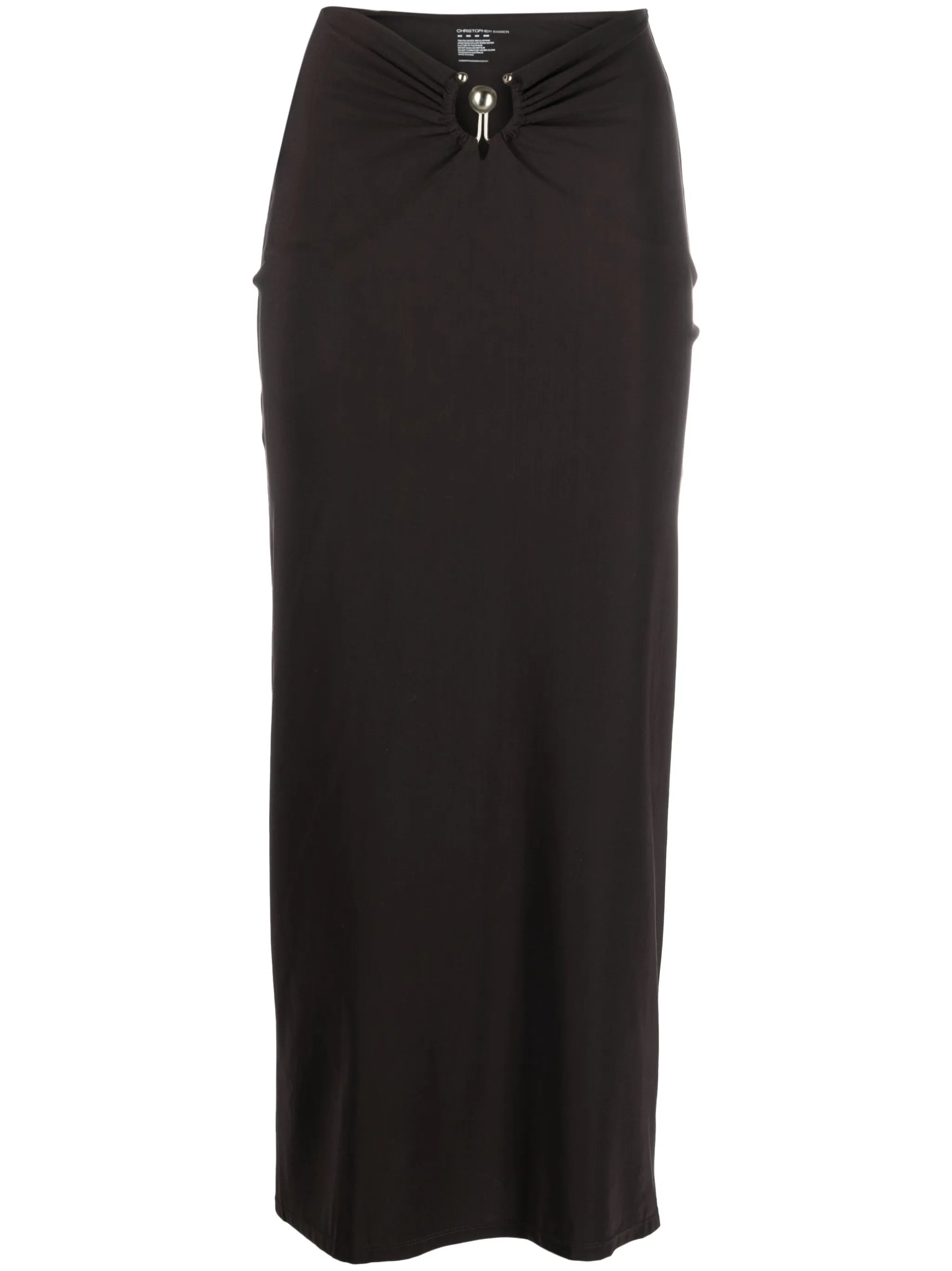 low-rise ruched midi skirt