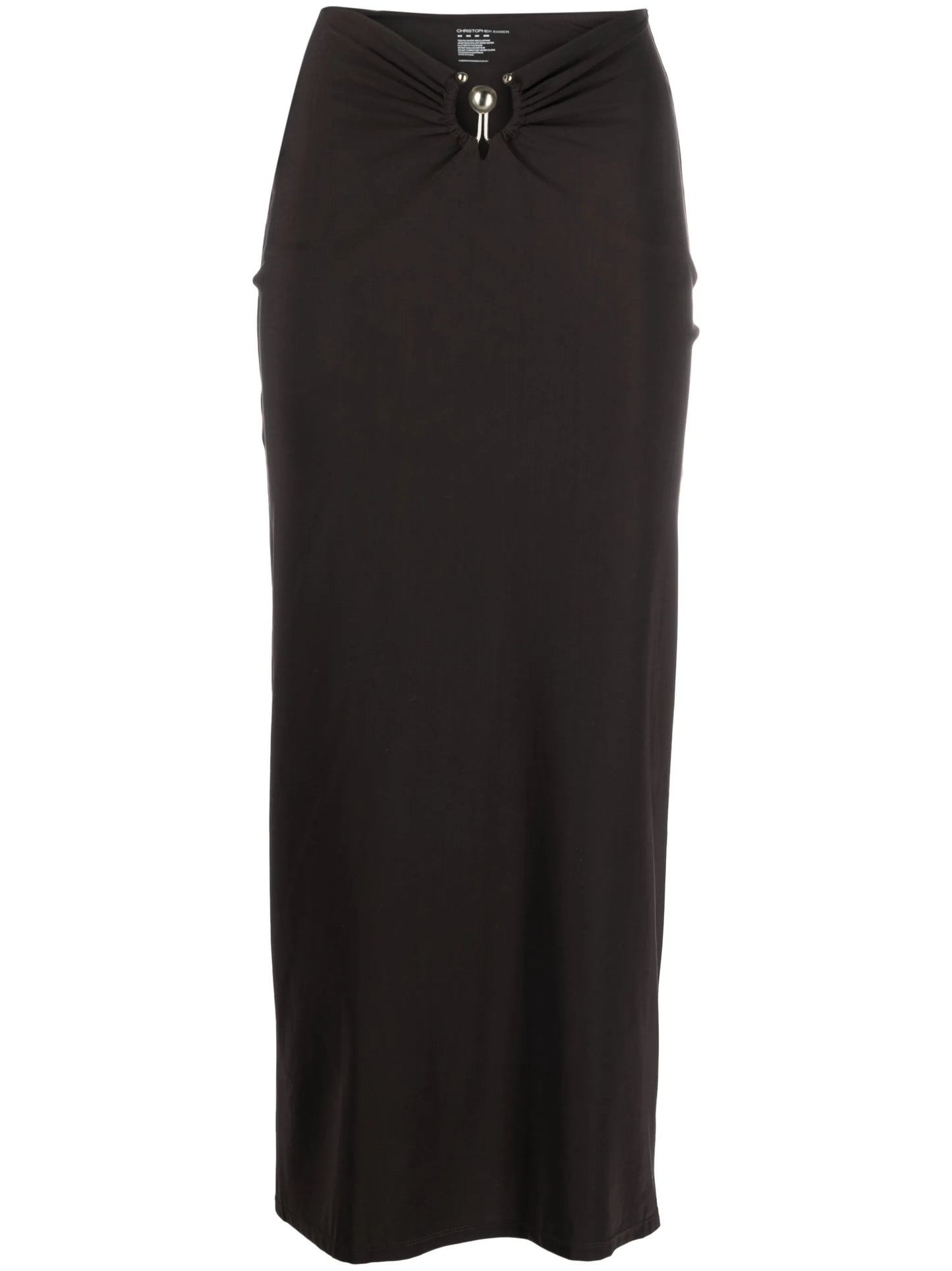 low-rise ruched midi skirt