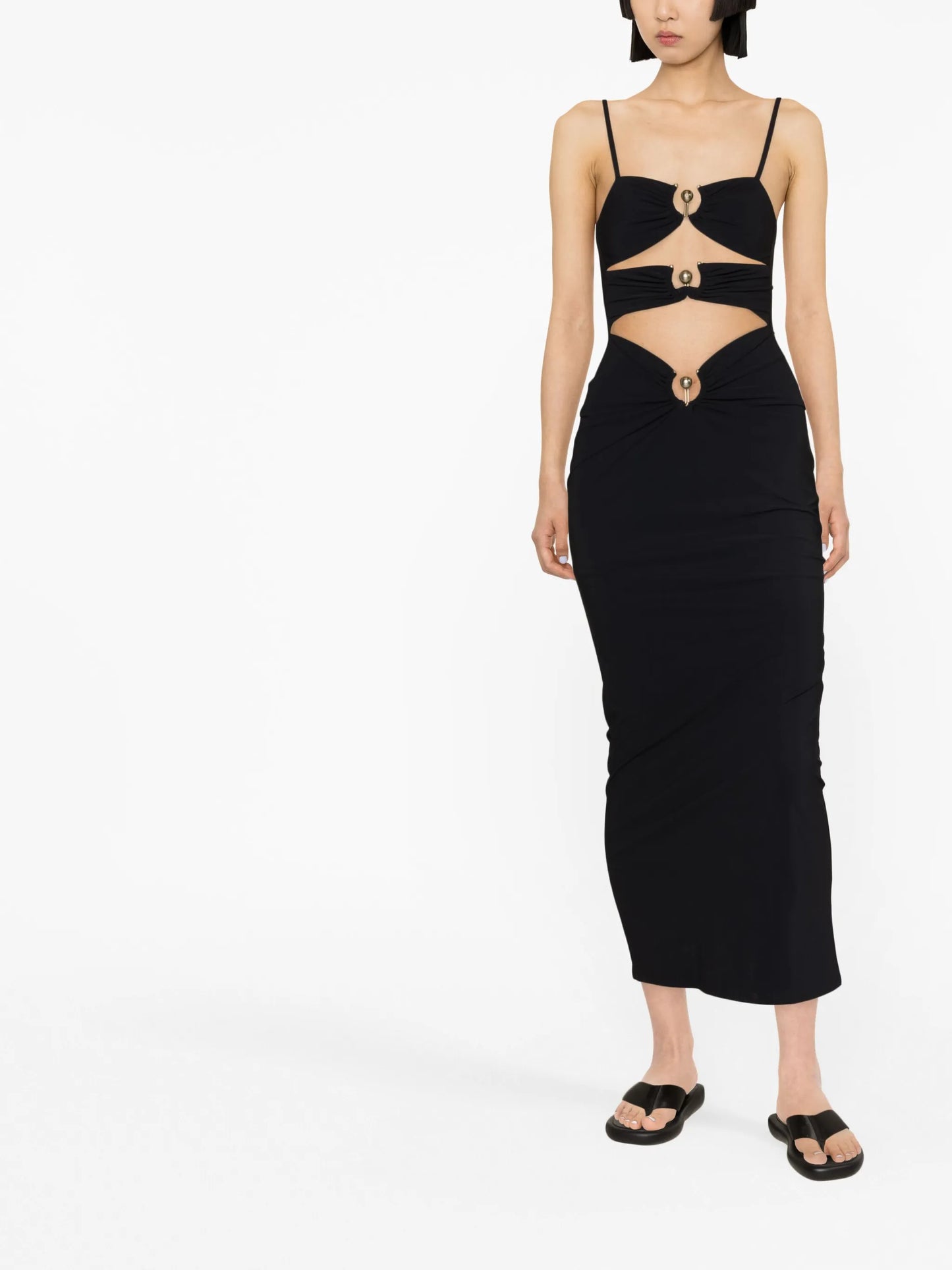 Orbit-pierced midi dress
