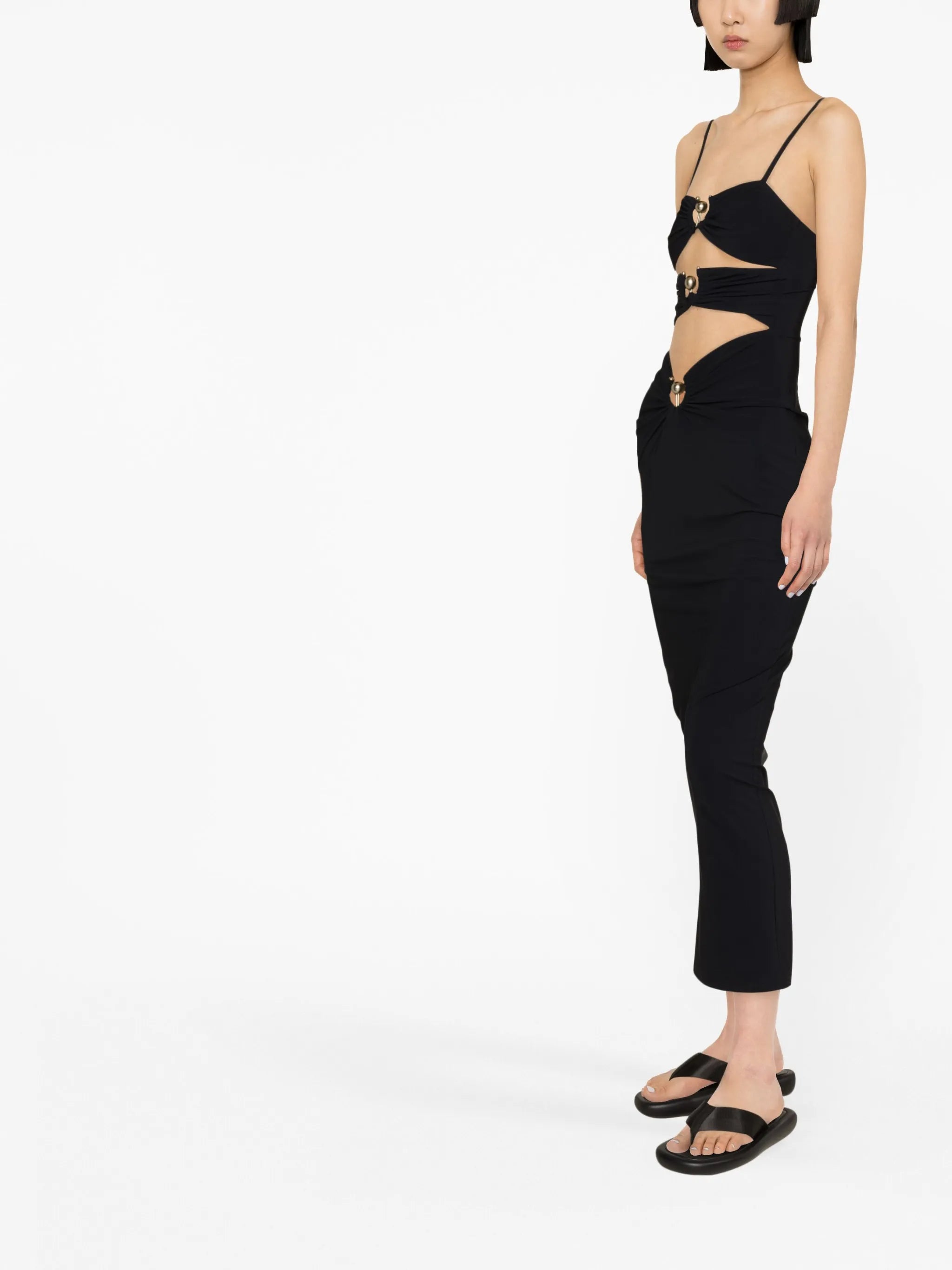 Orbit-pierced midi dress