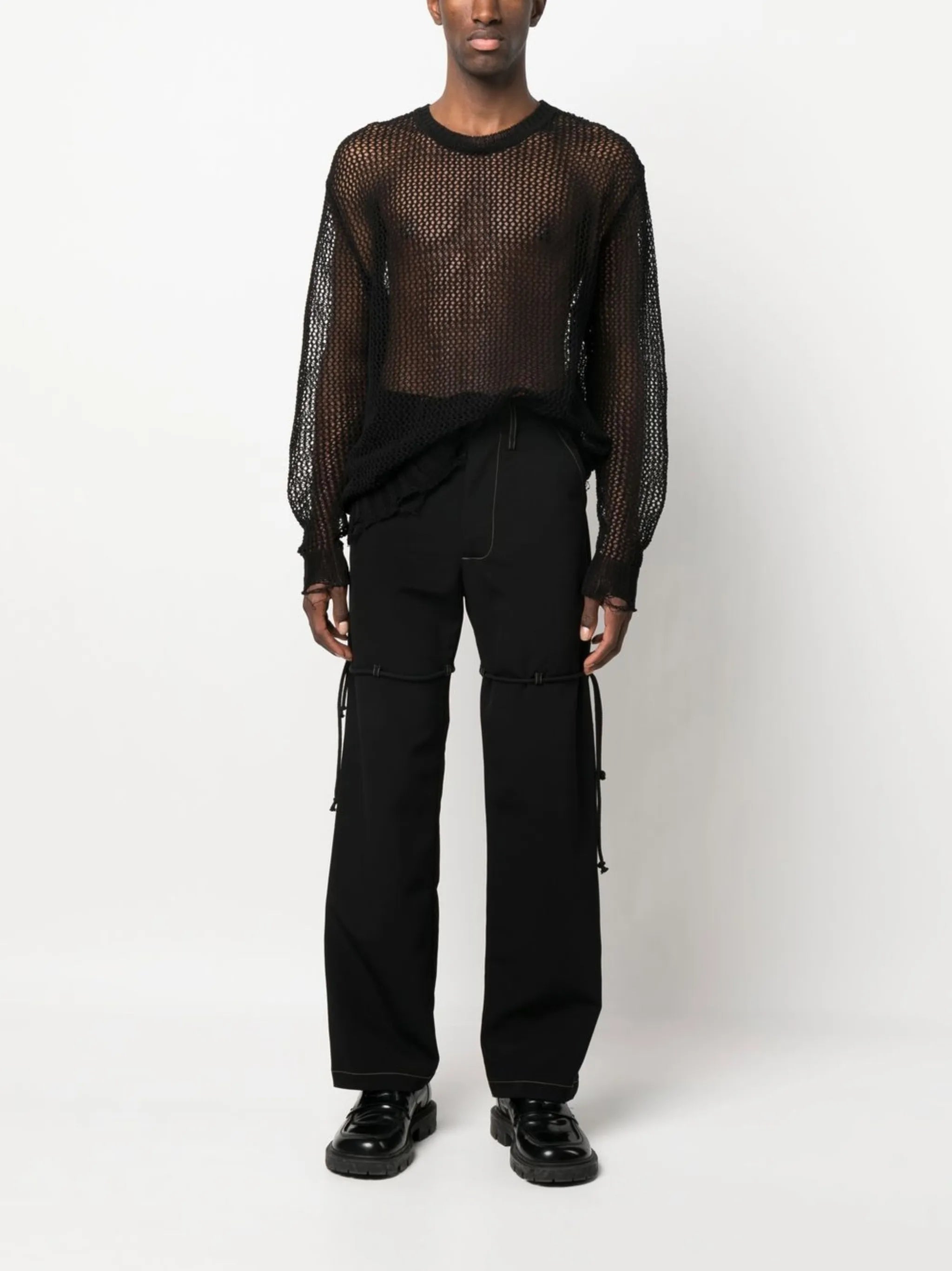 high waist straight-leg trousers