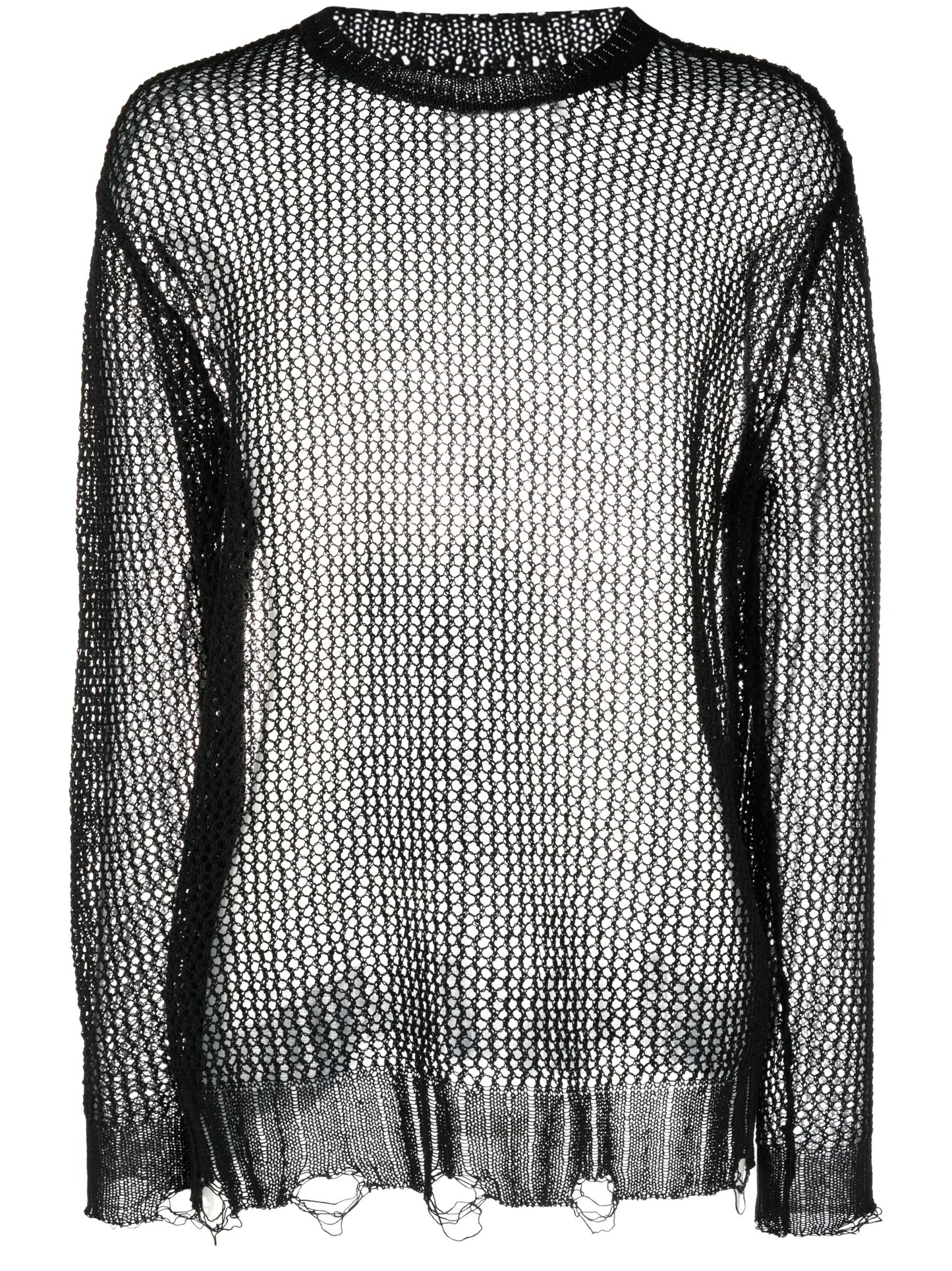 distressed-effect crochet jumper