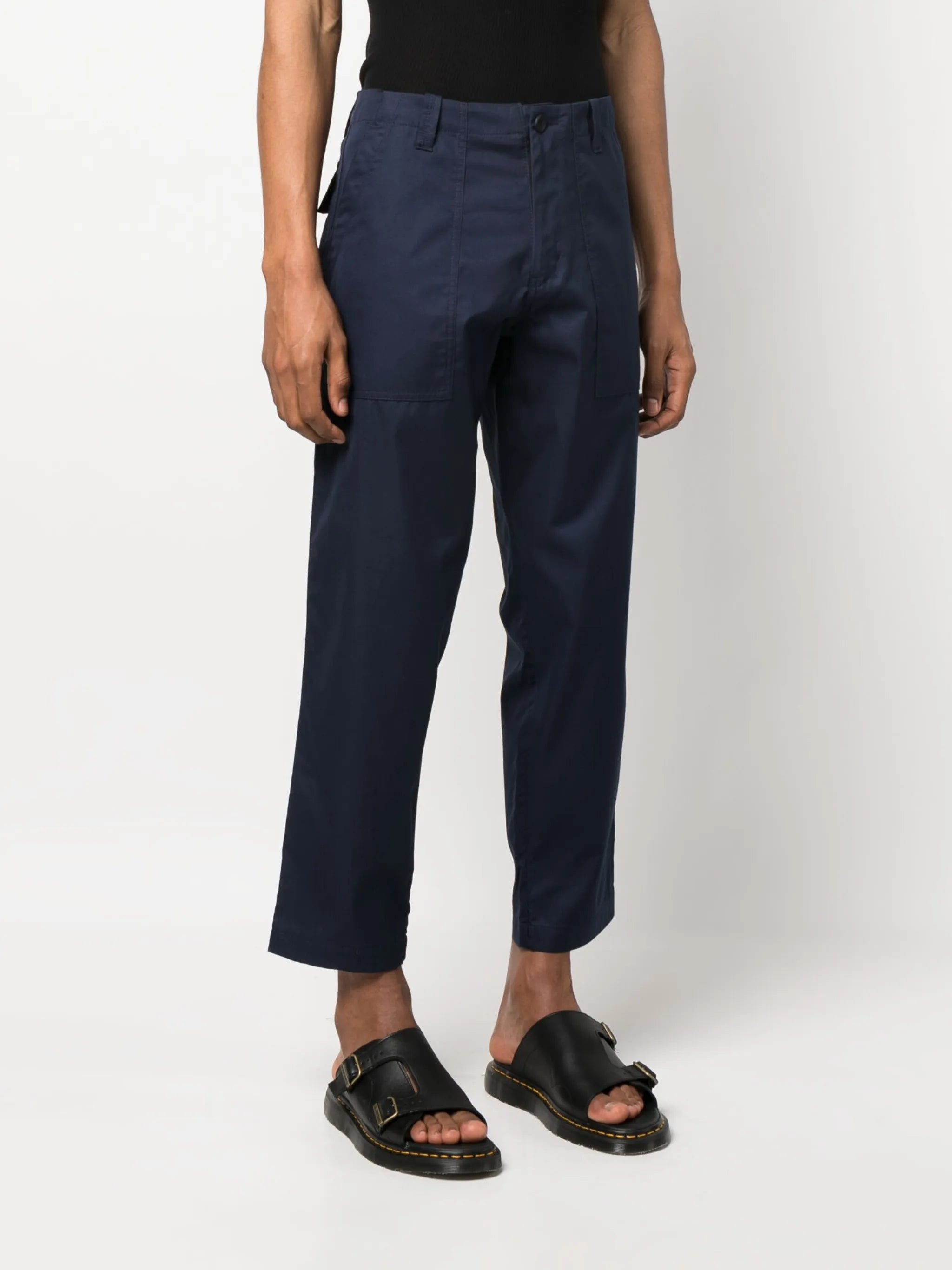 straight-leg cotton trousers